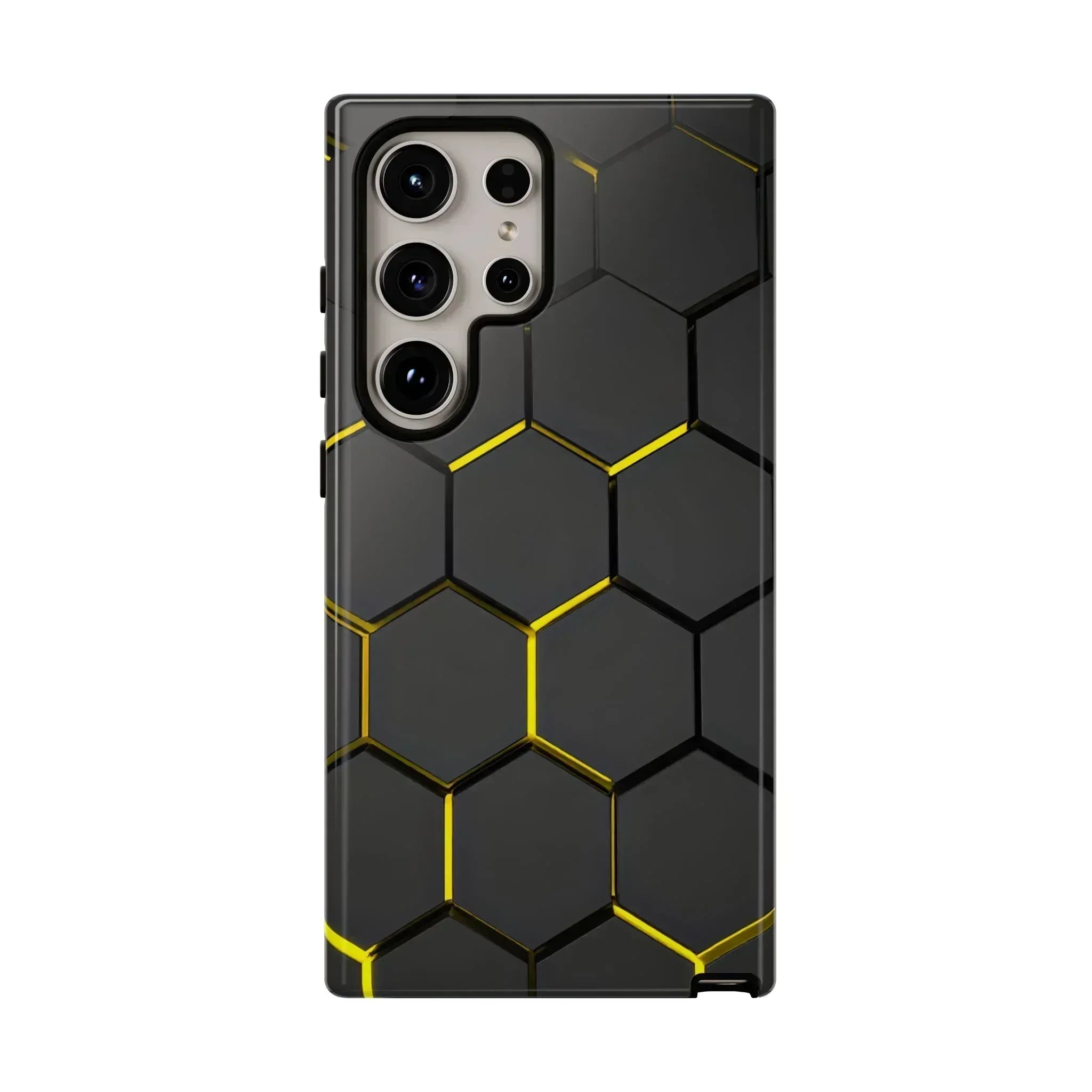 Black and Yellow Hexagon Geometric Tough Phone Case for Galaxy and Pixel - KARARMDESIGN