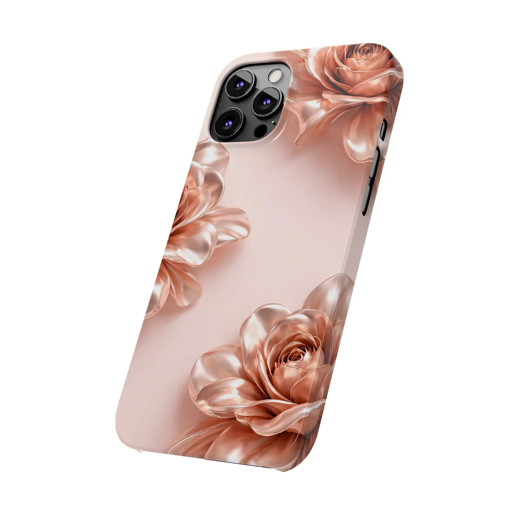 Blush Metallic Flower Case for iPhone 11-17 - KARARMDESIGN