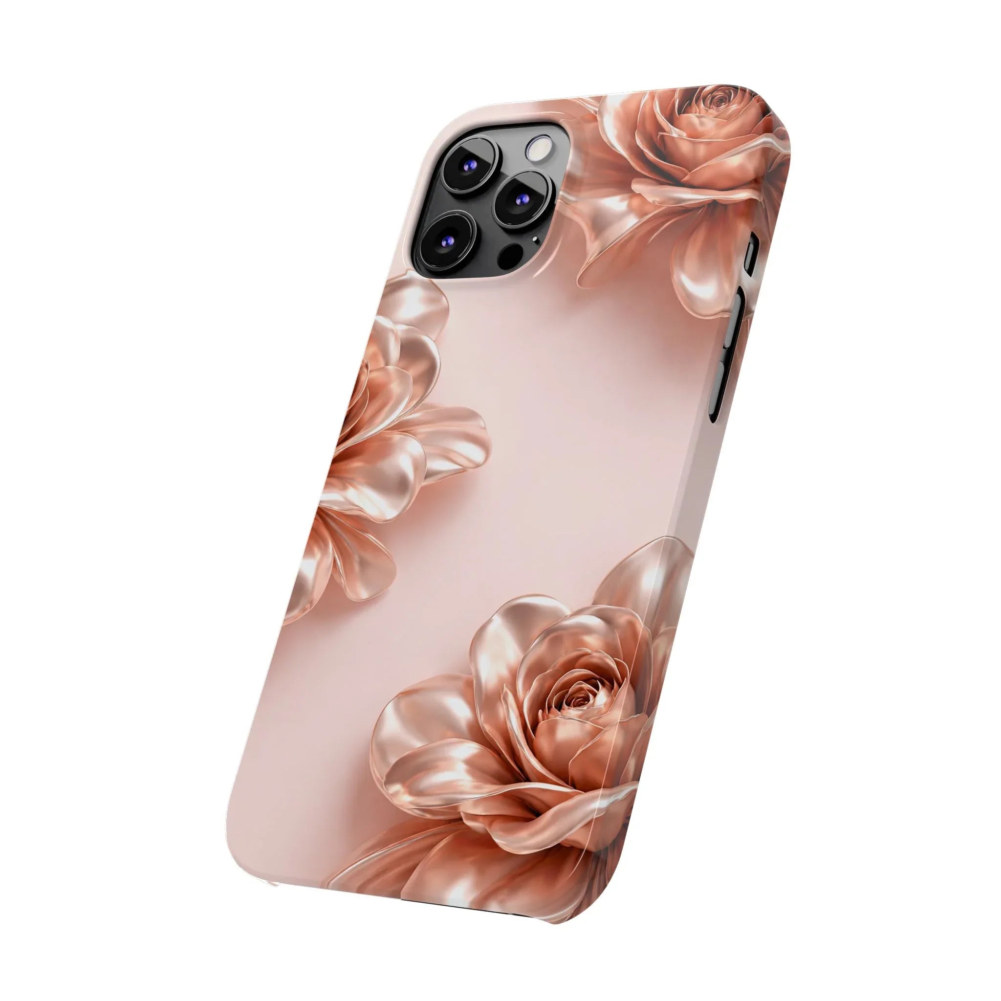 Blush Metallic Flower Case for iPhone 11-17 - KARARMDESIGN