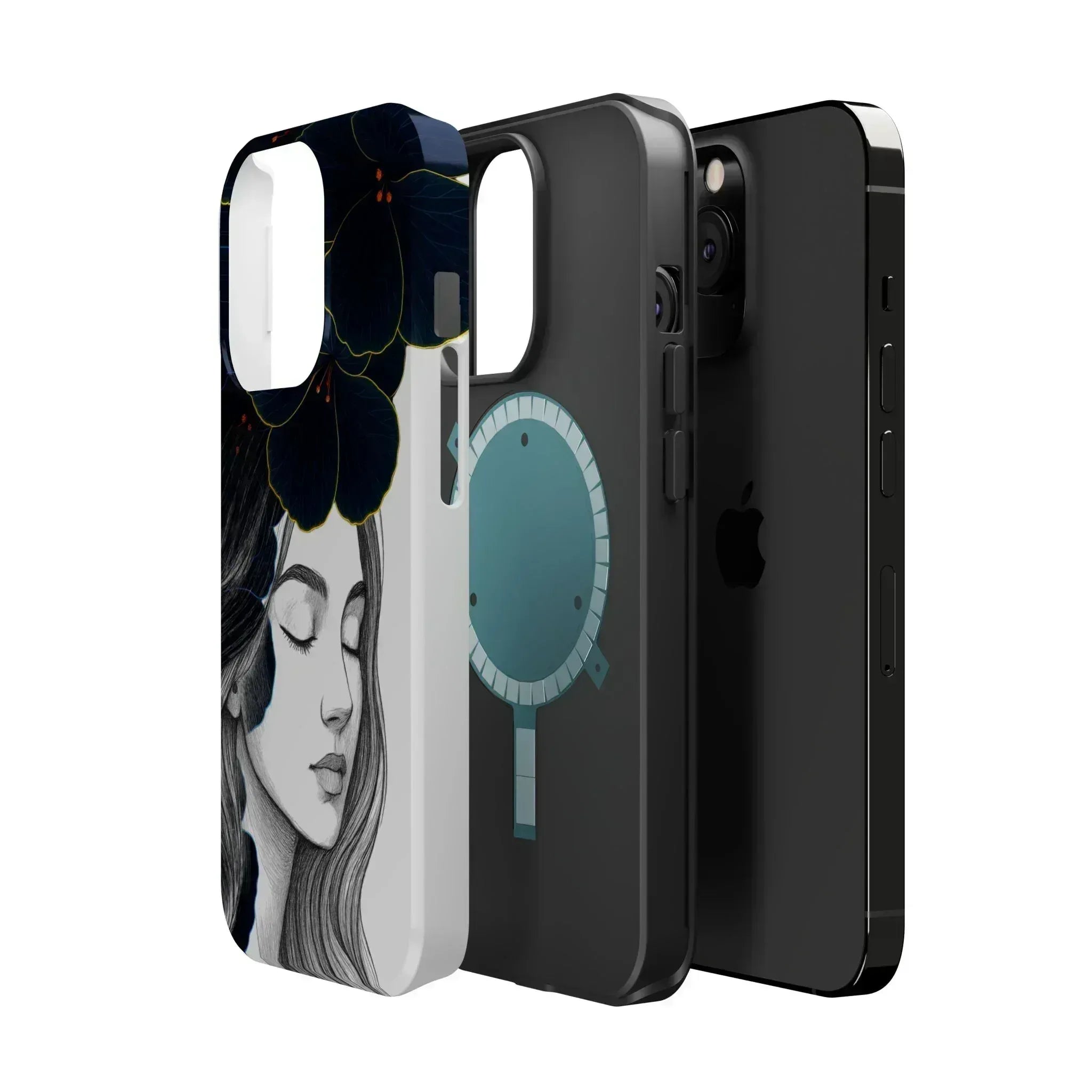 Dark Floral Elegance Phone Case for iPhone 13-16 - KARARMDESIGN