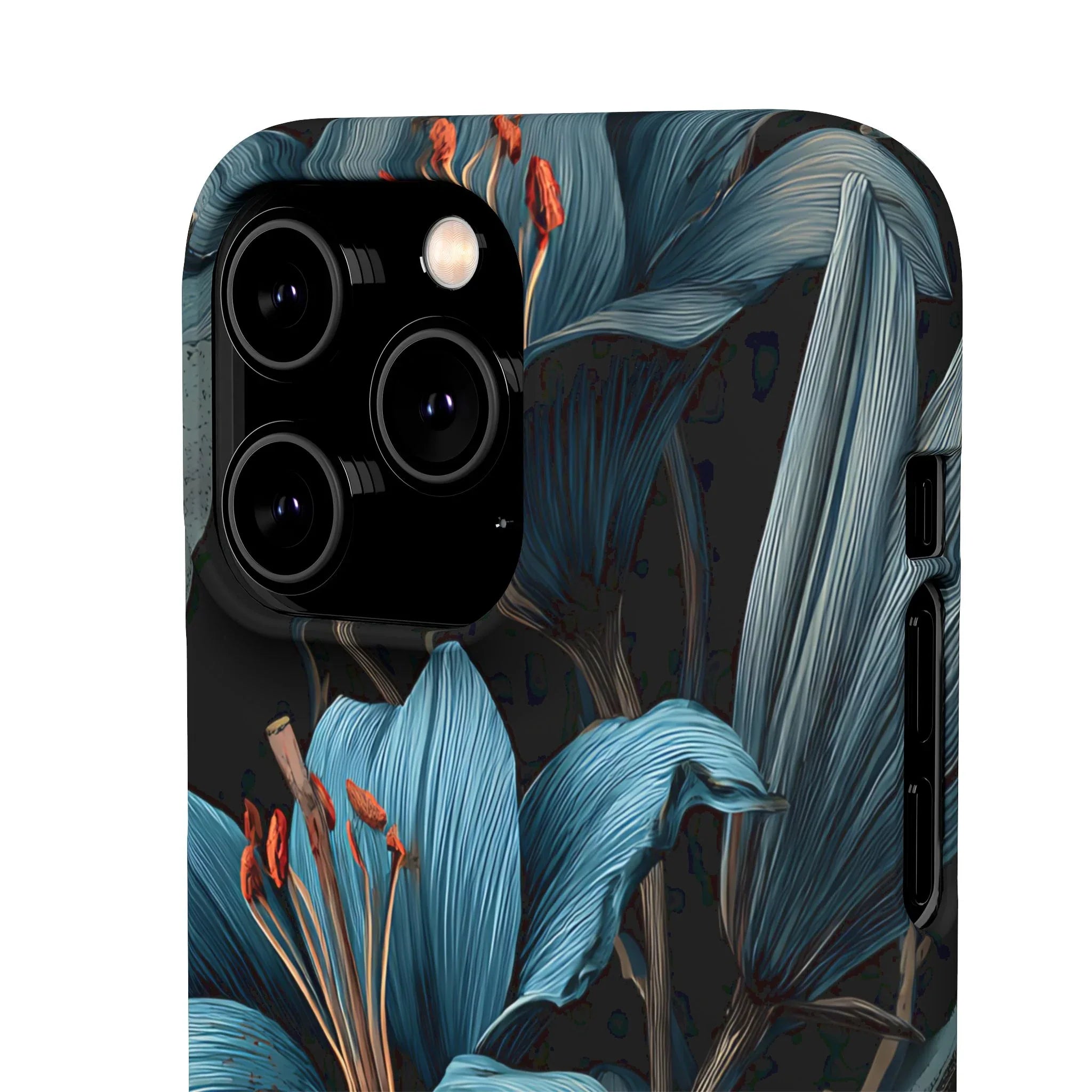 Blue Lily Floral Phone Case for iPhone 11-17 and Galaxy S20-S25 - KARARMDESIGN
