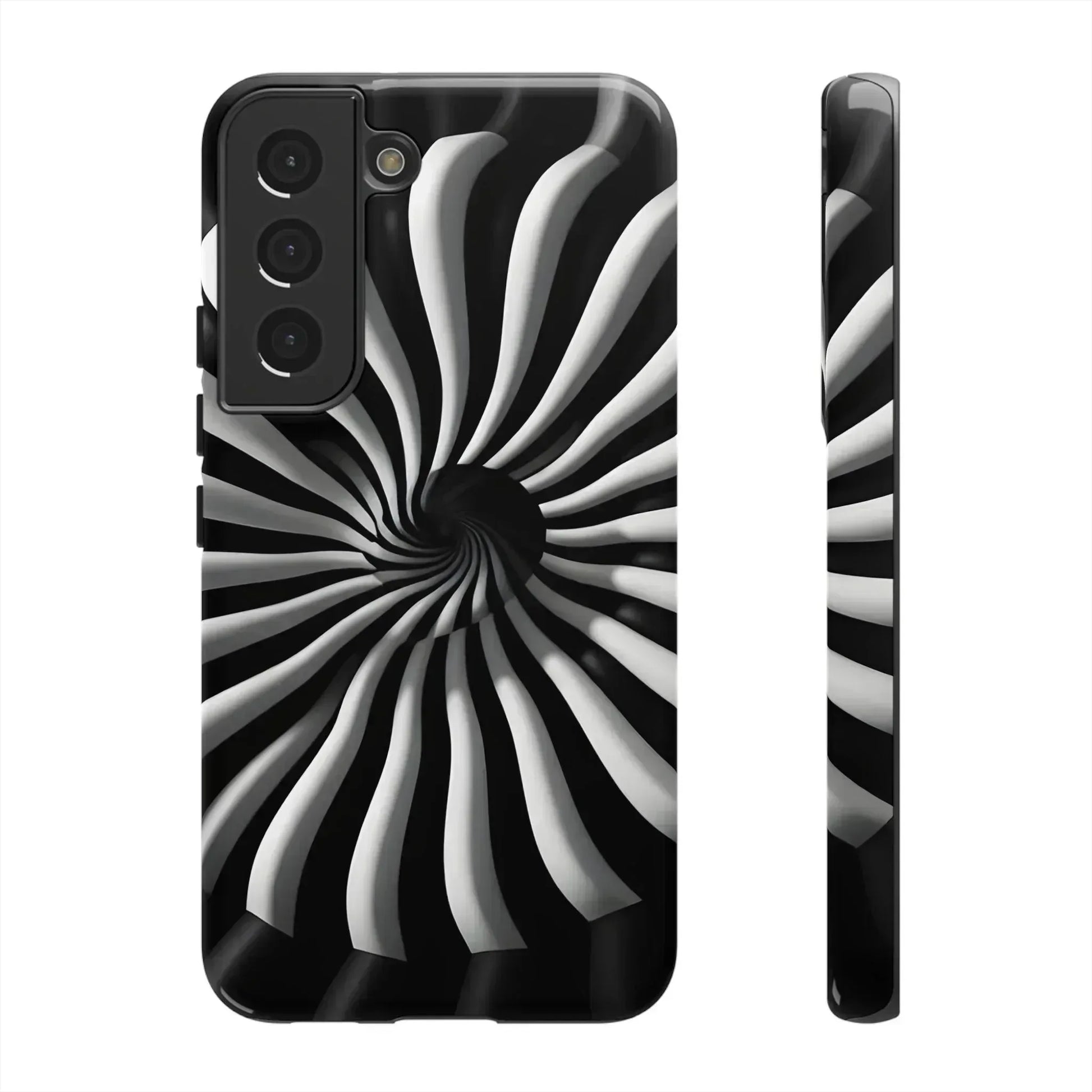 Hypnotic Black and White Spiral Phone Case for iPhone & Galaxy - KARARMDESIGN