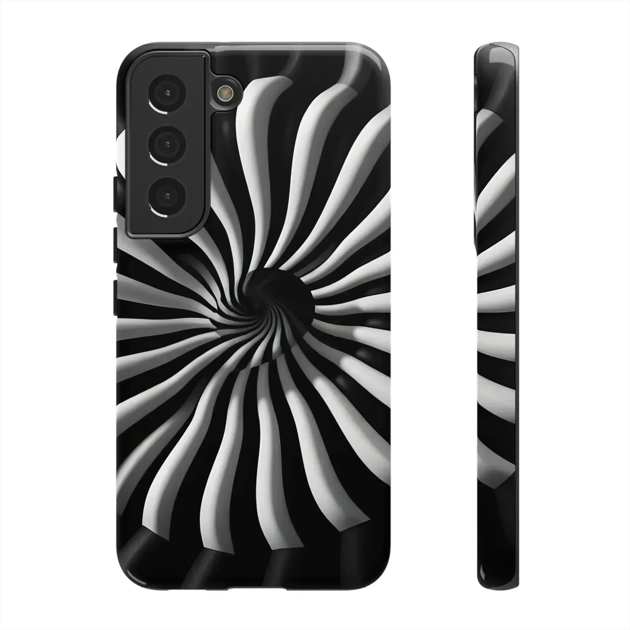 Hypnotic Black and White Spiral Phone Case for iPhone & Galaxy - KARARMDESIGN