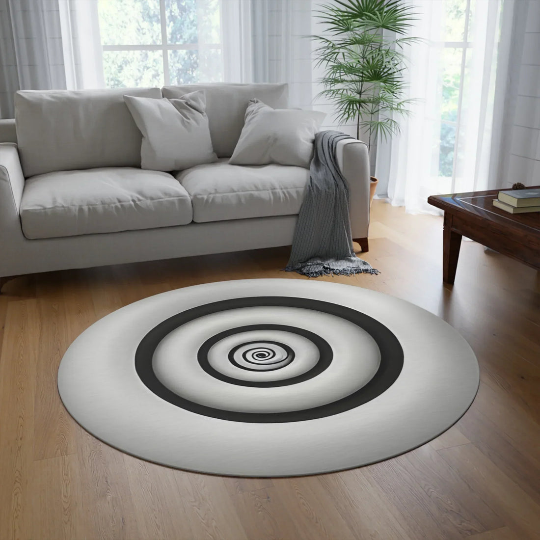 Hypnotic Spiral Illusion Round Rug - KarArmDesign