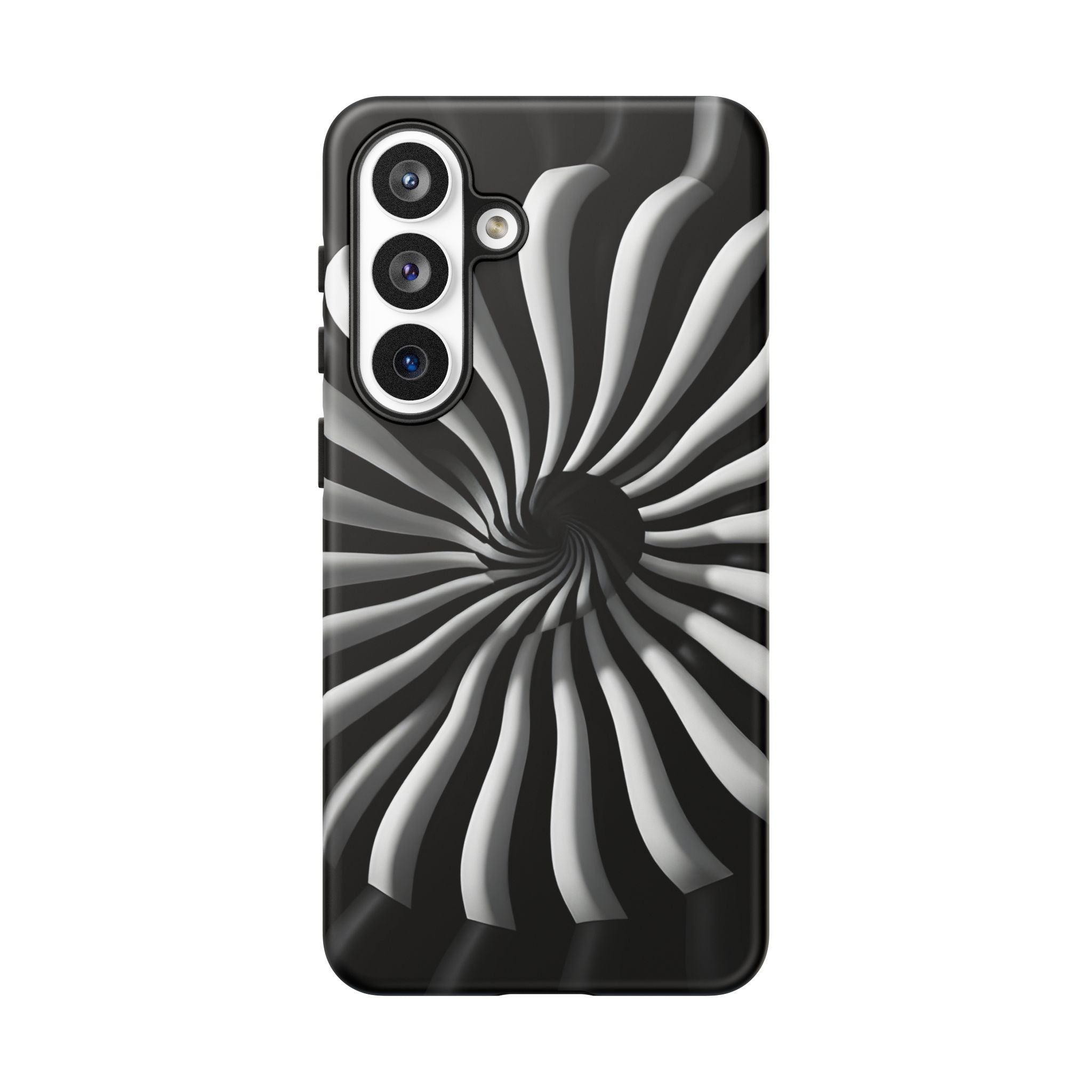Hypnotic Black and White Spiral Phone Case – Optical Illusion Design for iPhone & Galaxy