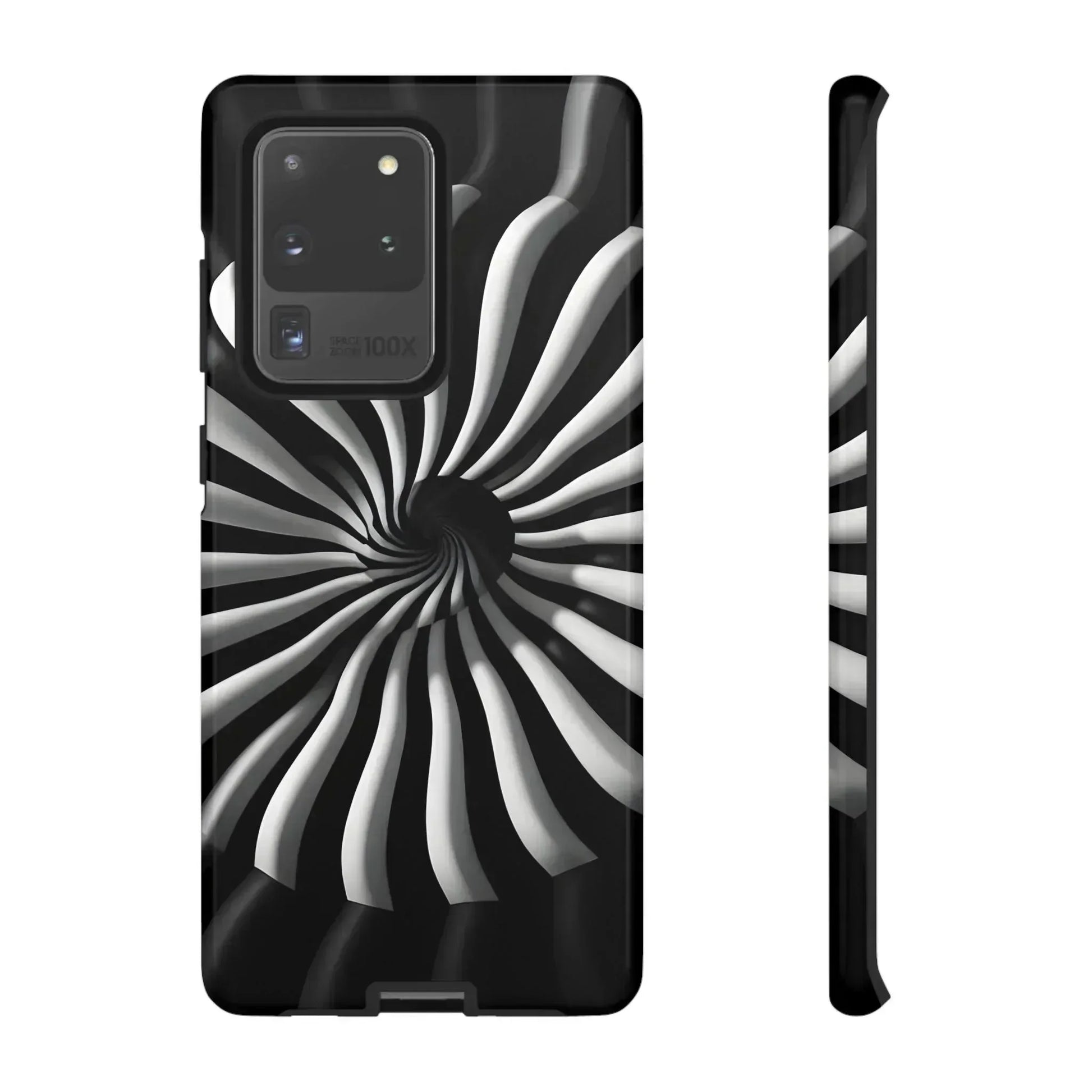 Hypnotic Black and White Spiral Phone Case for iPhone & Galaxy - KARARMDESIGN