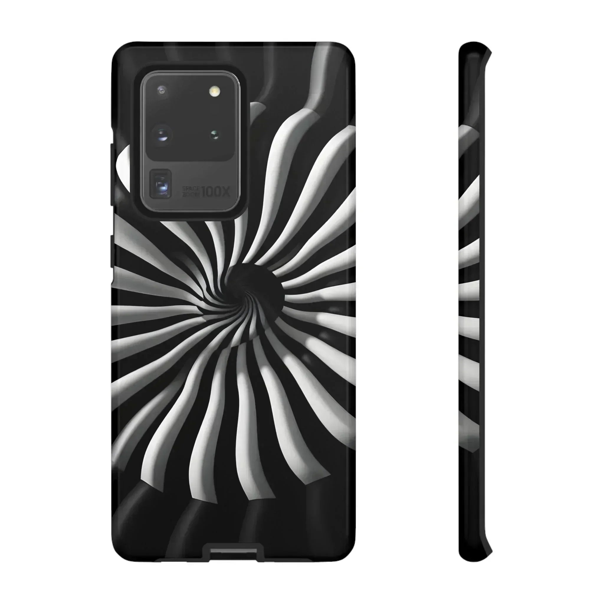 Hypnotic Black and White Spiral Phone Case for iPhone & Galaxy - KARARMDESIGN