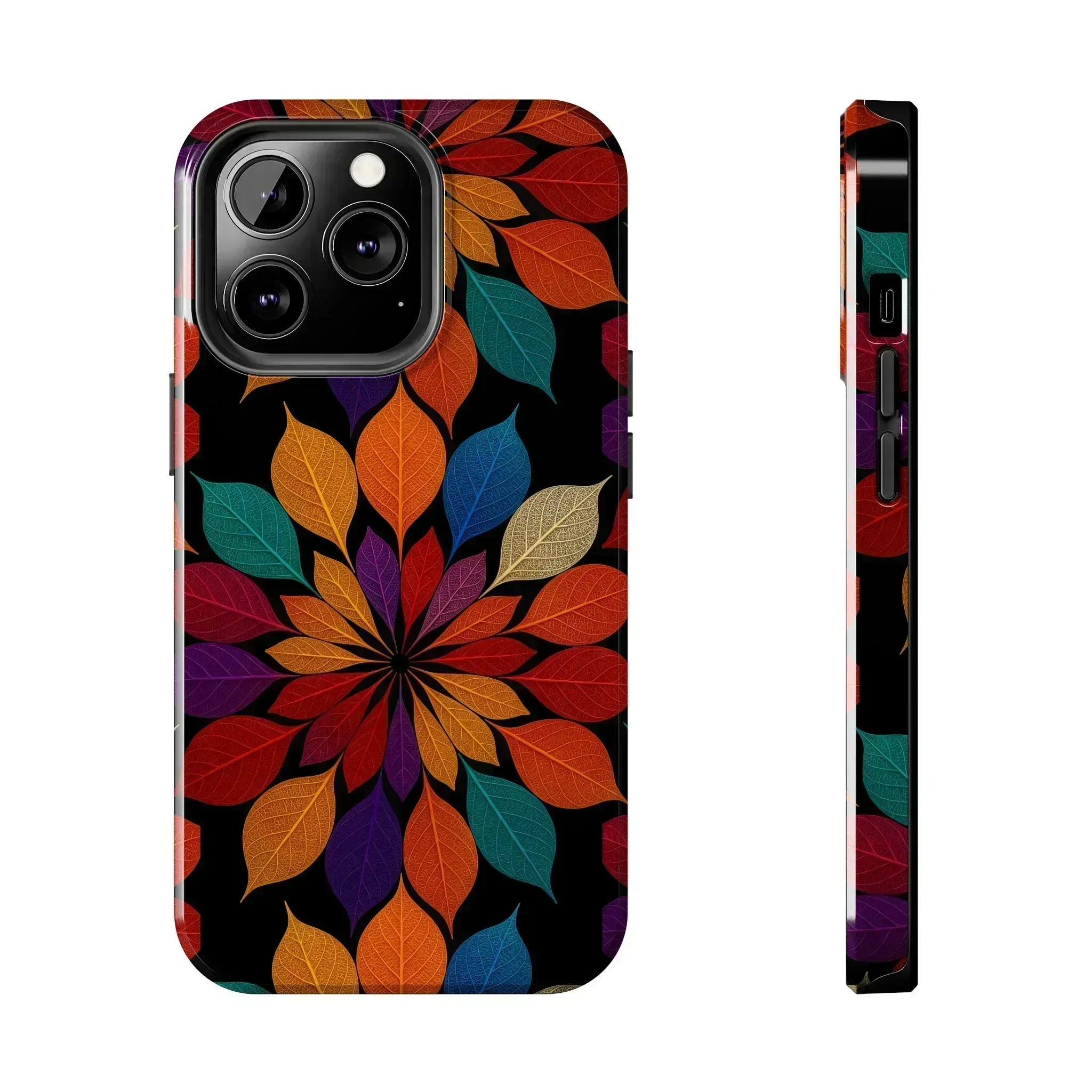 Leaf Mandala Phone Case for iPhone 11-16 and Galaxy S21-S24 - KARARMDESIGN