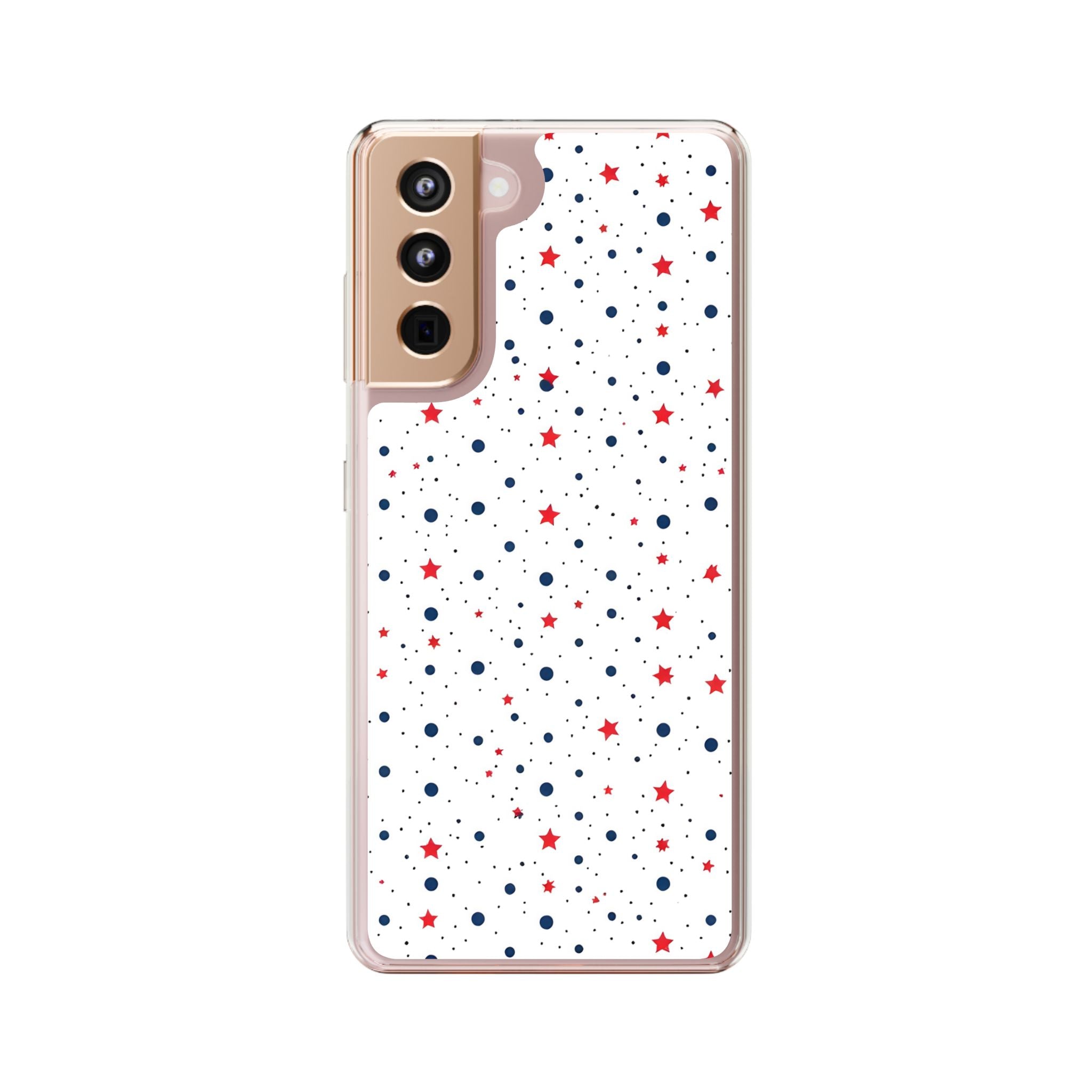 White Polka Dot & Stars Clear Case for iPhone & Samsung