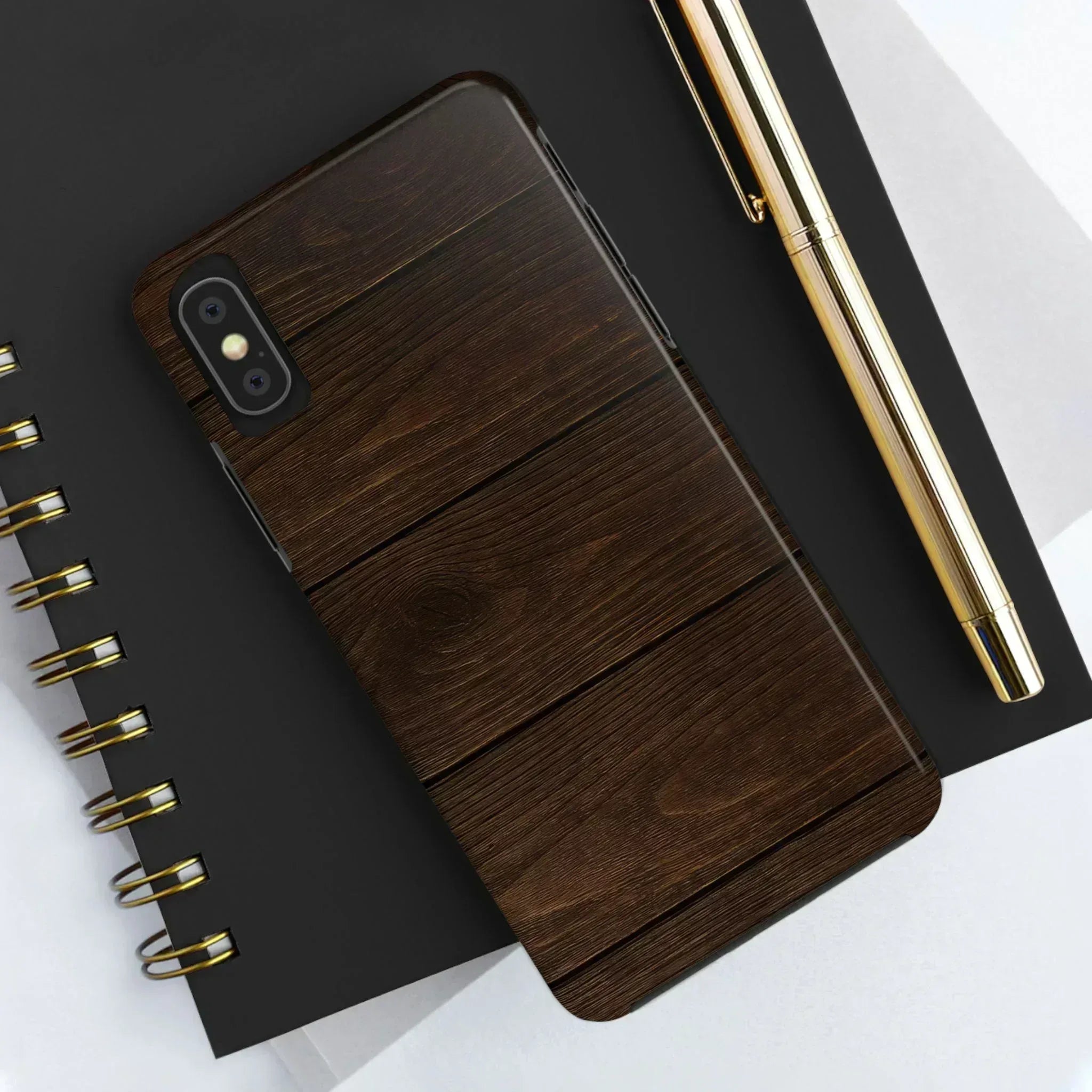 Dark Wood Grain Phone Case for iPhone and Galaxy - KARARMDESIGN