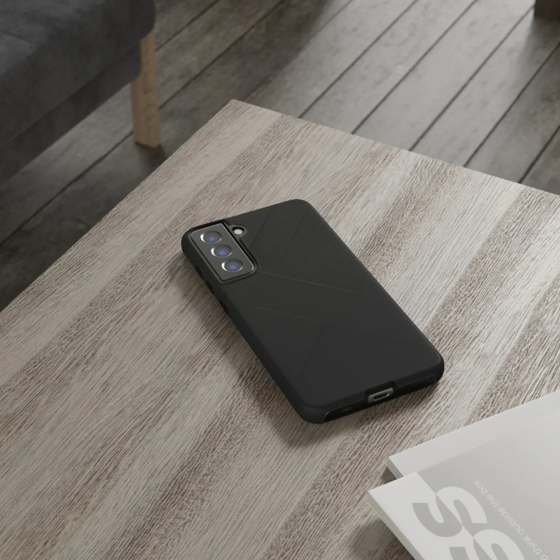 Matte Black Diagonal Line Phone Case for iPhone 8-16 and Galaxy S10-S25 Models - KarArmDesign