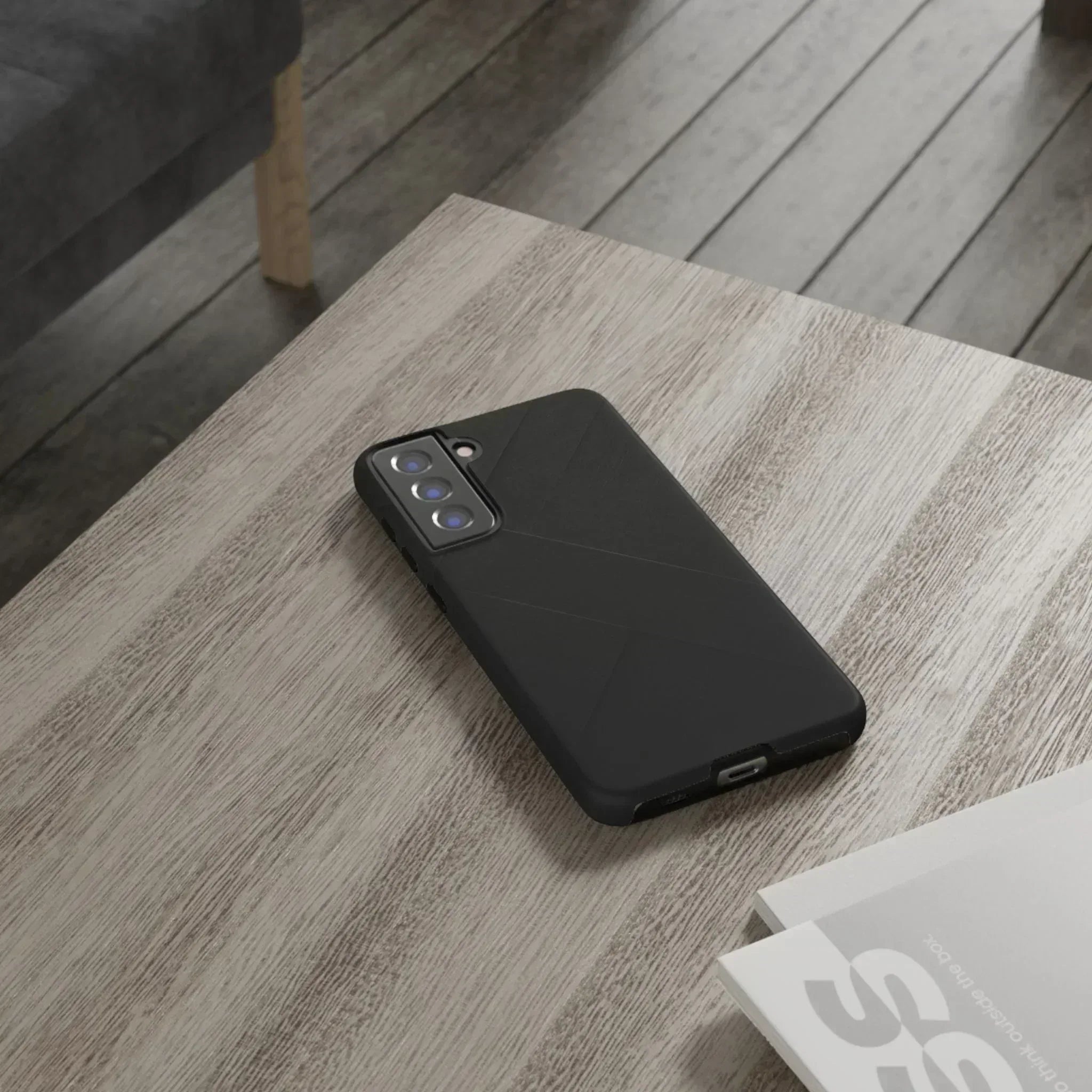 Matte Black Diagonal Line Phone Case for iPhone 8-16 and Galaxy S10-S25 - KARARMDESIGN