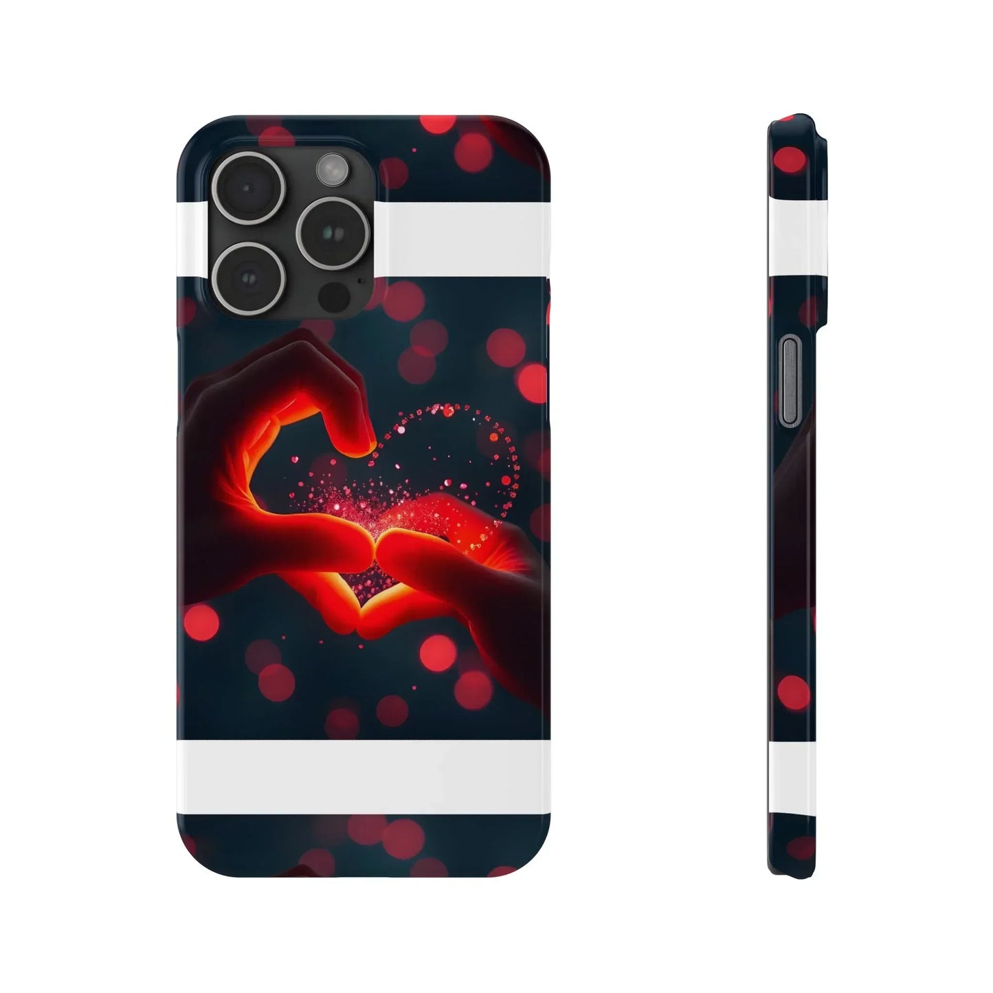 "Heart Hands Glow" Phone Case for iPhone 7 to 16 Series Models - KarArmDesign