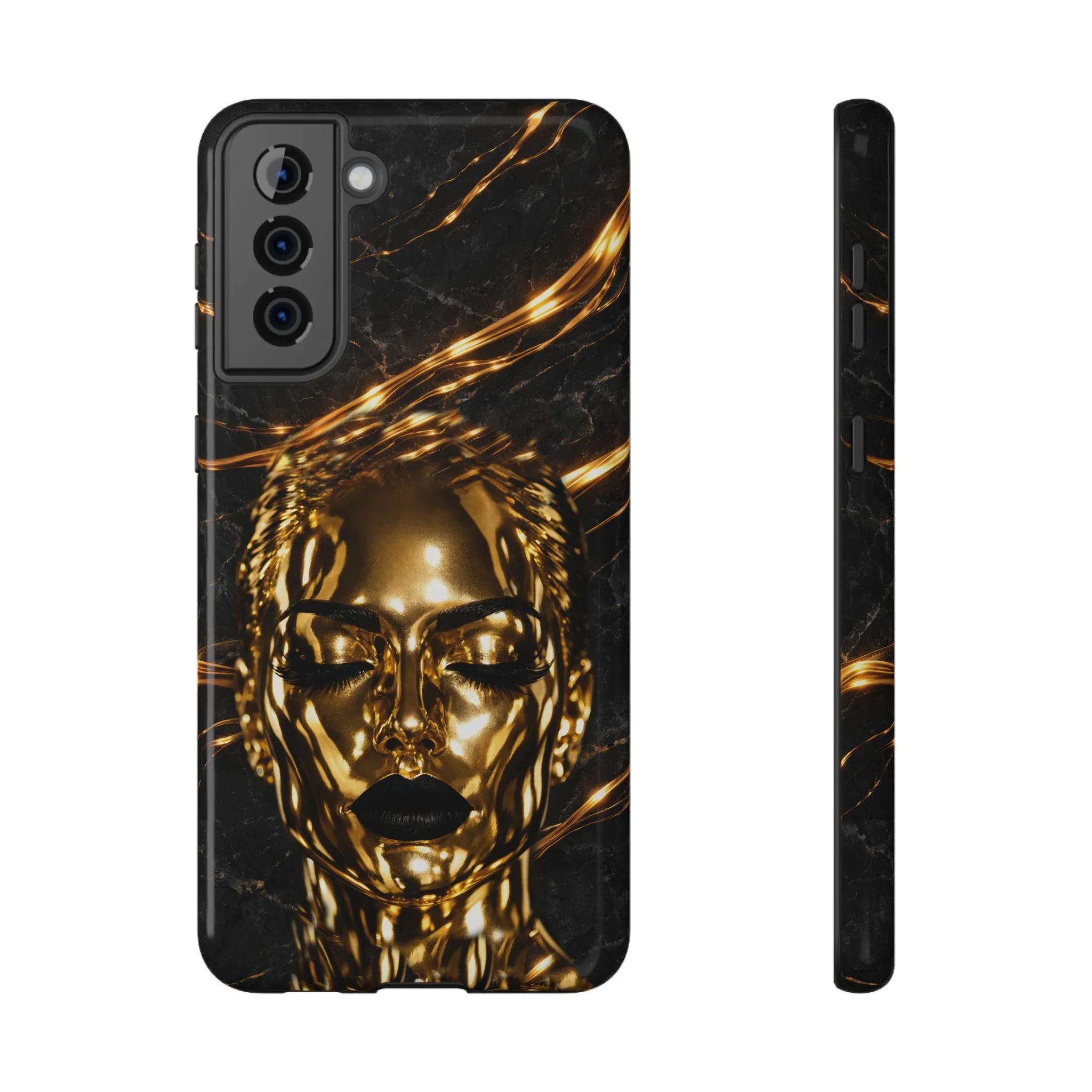 Luxury Gold Portrait Phone Case for iPhone 11-17 and Galaxy S21-S25 - KARARMDESIGN