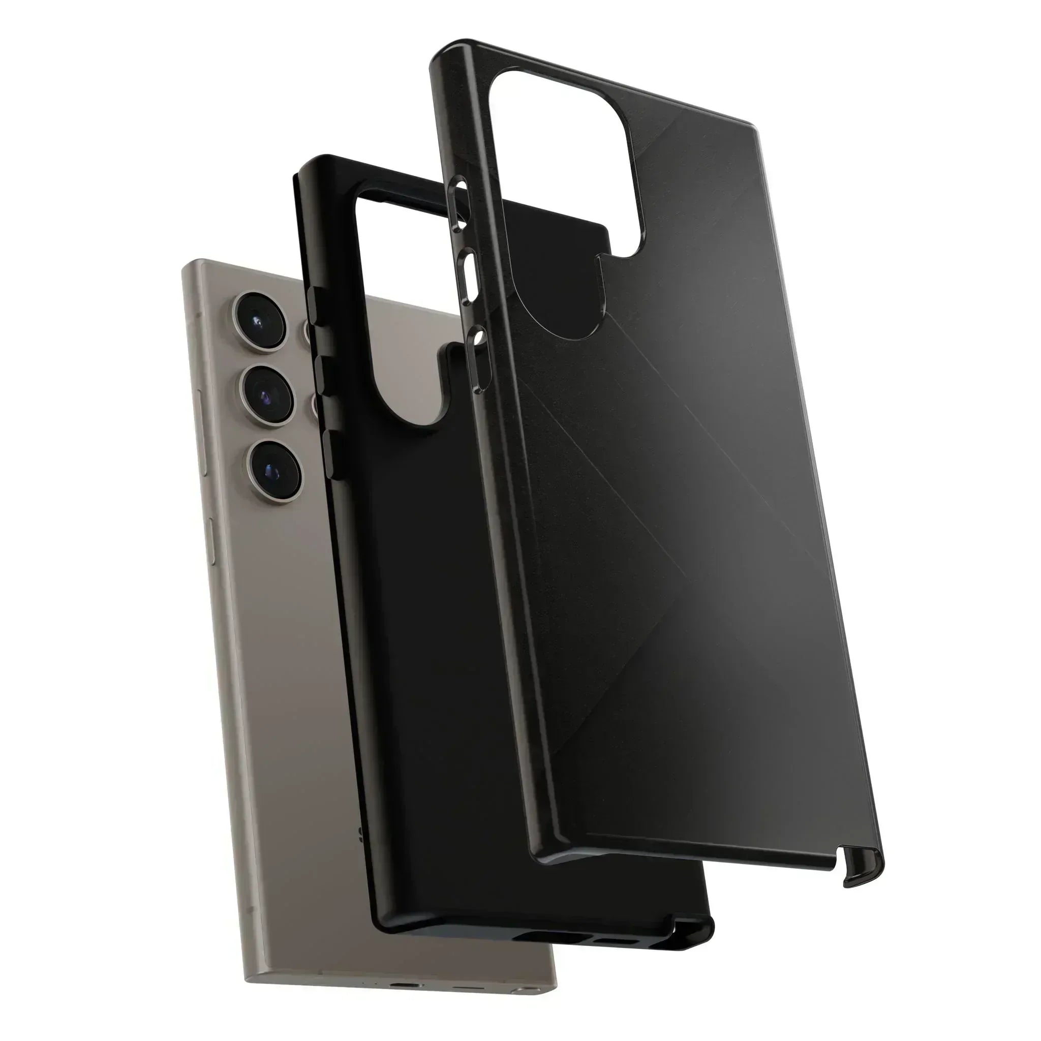 Matte Black Diagonal Line Phone Case for iPhone 8-16 and Galaxy S10-S25 - KARARMDESIGN