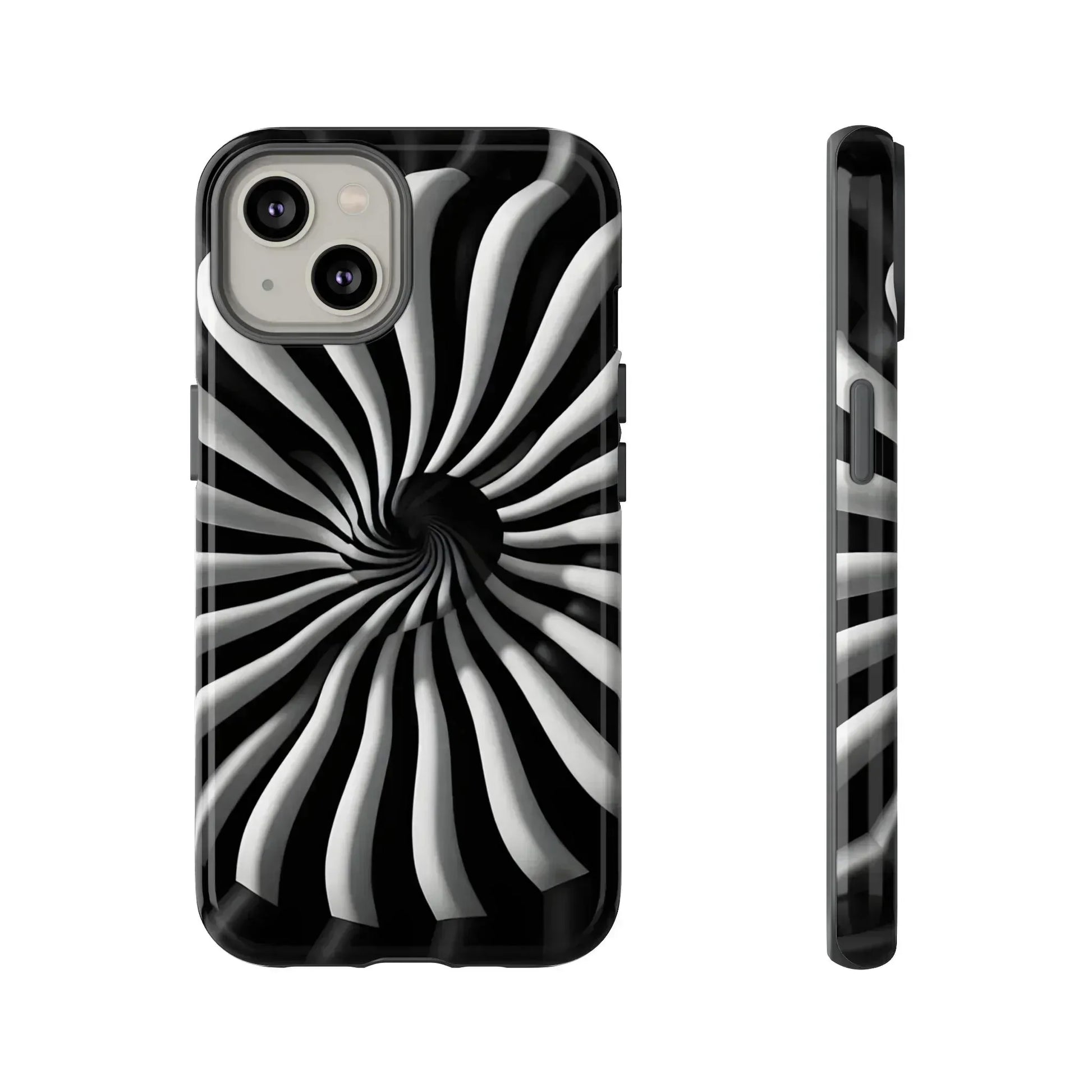 Hypnotic Black and White Spiral Phone Case for iPhone & Galaxy - KARARMDESIGN