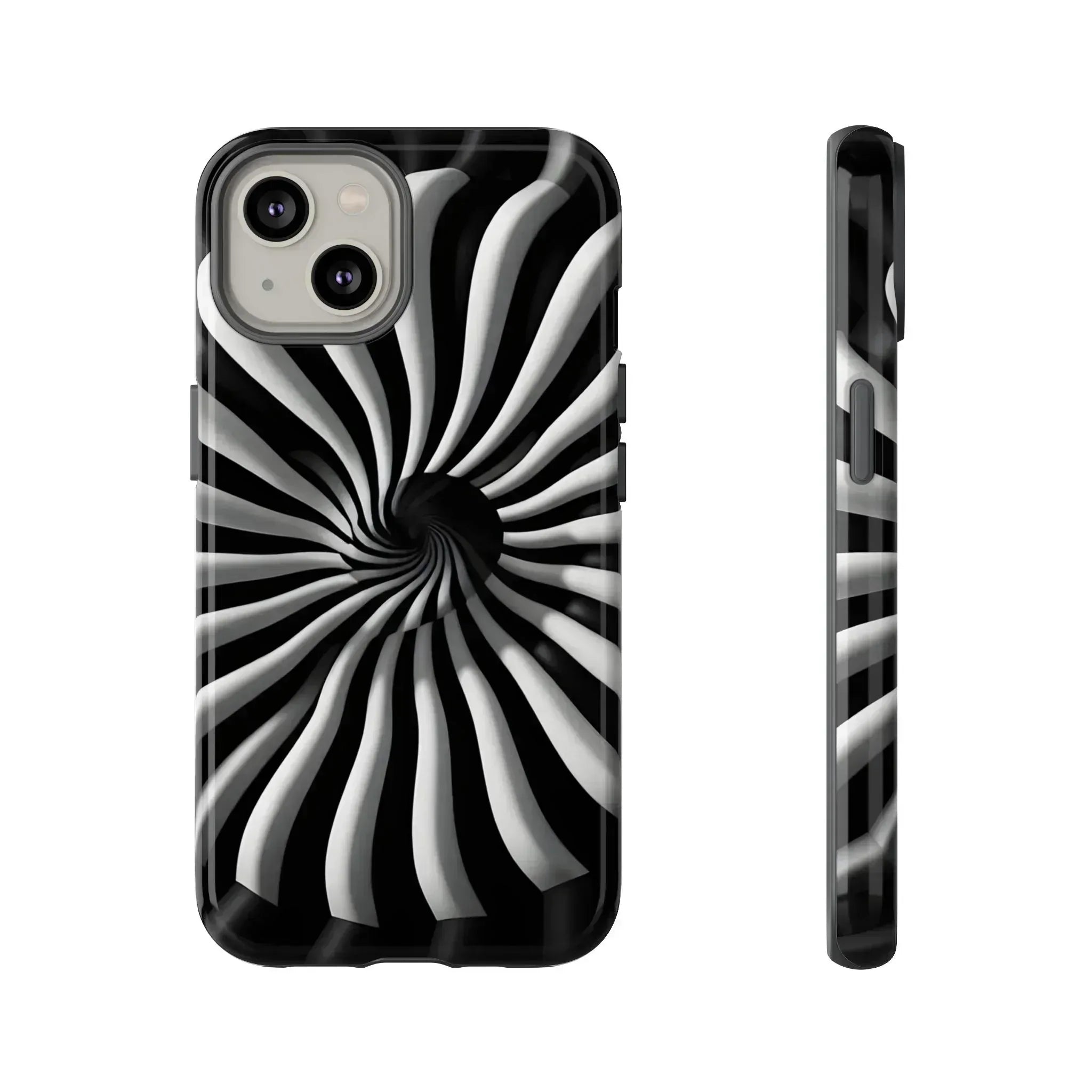 Hypnotic Black and White Spiral Phone Case for iPhone & Galaxy - KARARMDESIGN