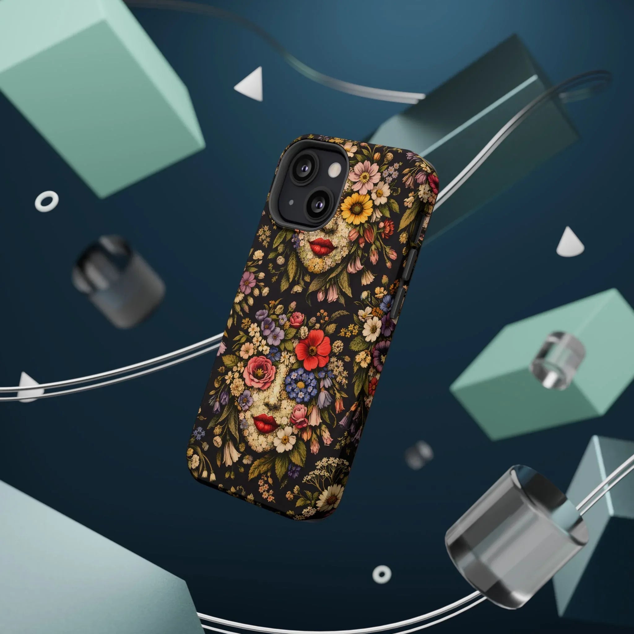 Vintage Flower Face Phone Case for iPhone 13-17 - KARARMDESIGN