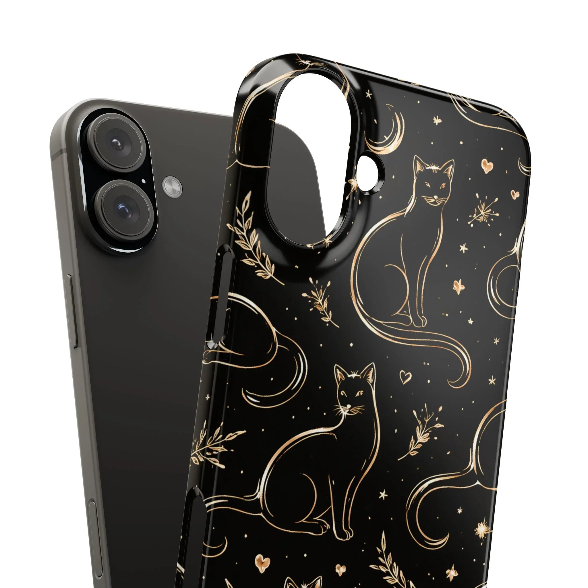 Golden Cat Pattern Phone Case for iPhone 11–17 & Galaxy S21–S25 - KARARMDESIGN