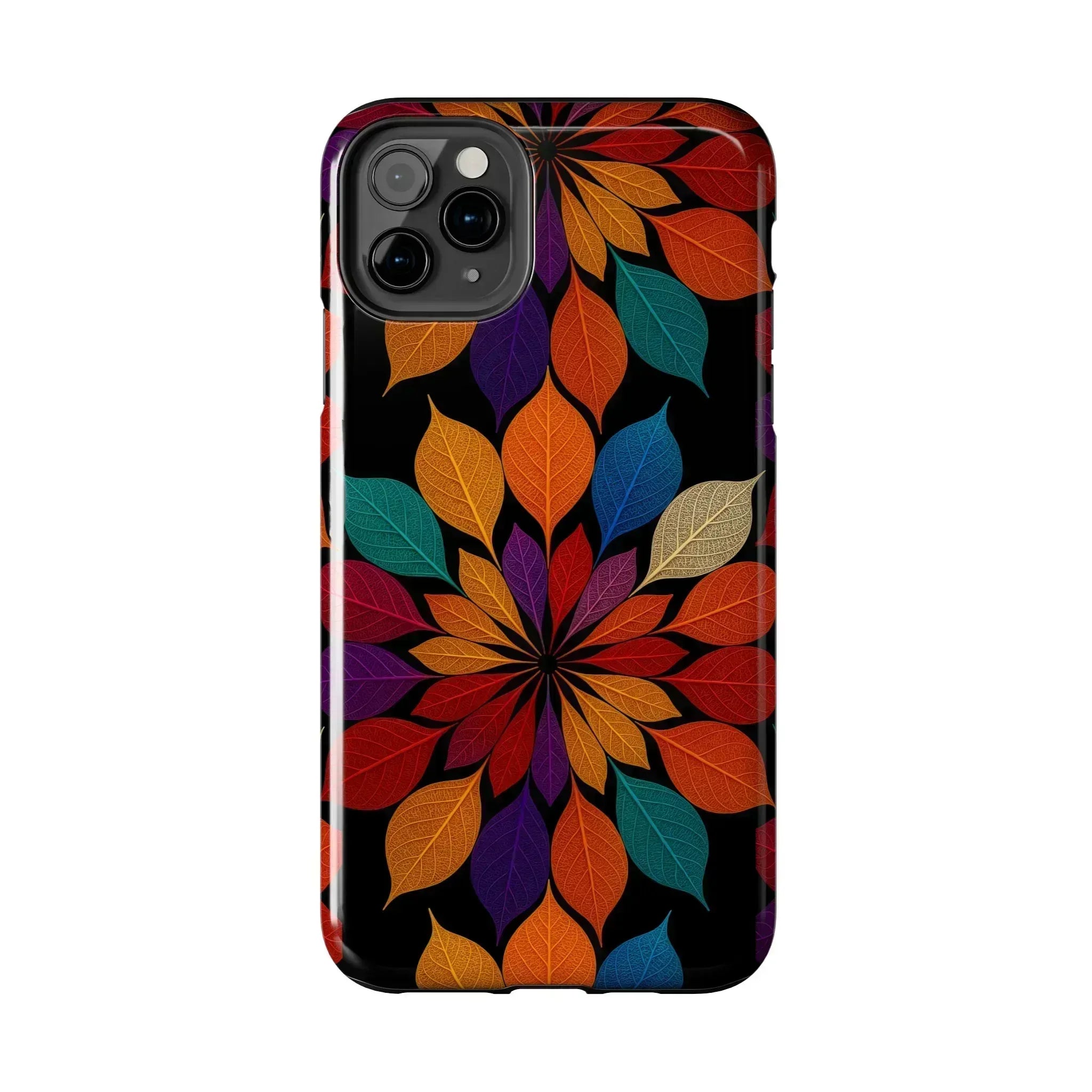 Leaf Mandala Phone Case for iPhone 11-16 and Galaxy S21-S24 - KARARMDESIGN
