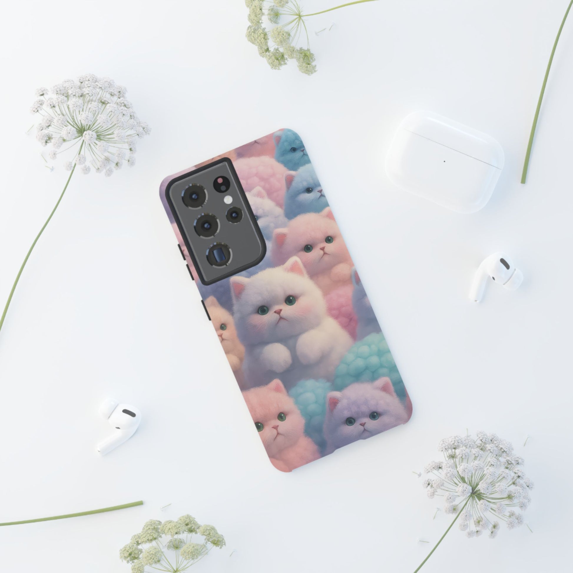 Pastel Kitten Phone Case for iPhone 8-17 and Samsung Galaxy S10-S25 Models - KARARMDESIGN
