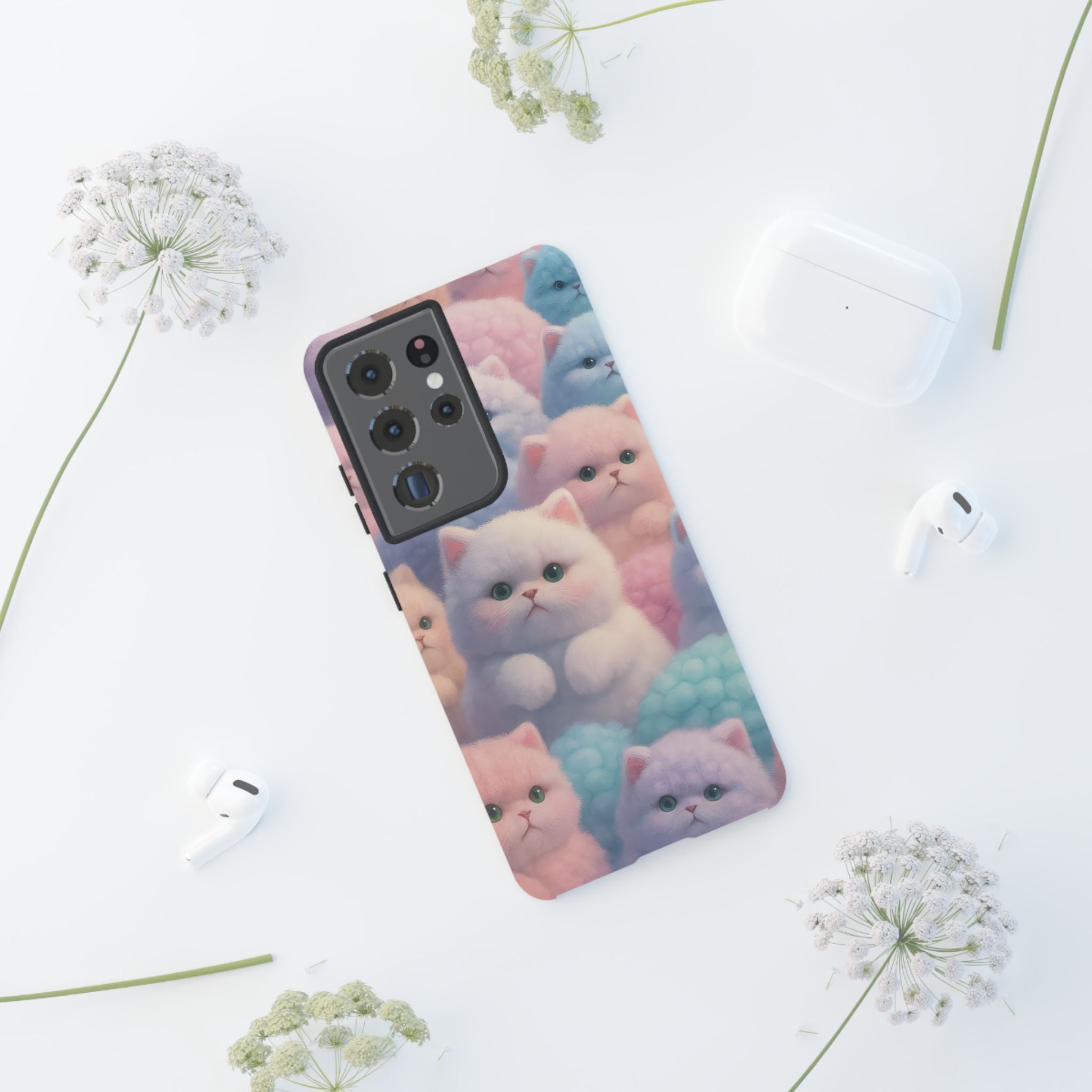 Pastel Kitten Phone Case for iPhone 8-17 and Samsung Galaxy S10-S25 Models - KARARMDESIGN
