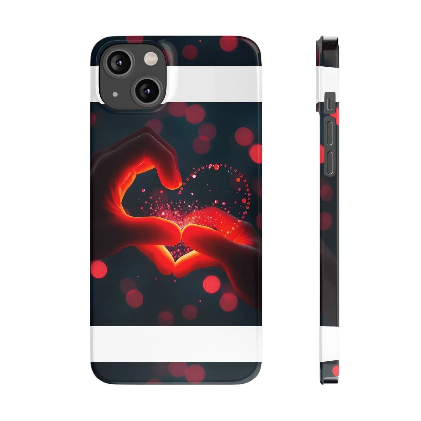 "Heart Hands Glow" Phone Case for iPhone 7 to 16 Series Models - KarArmDesign