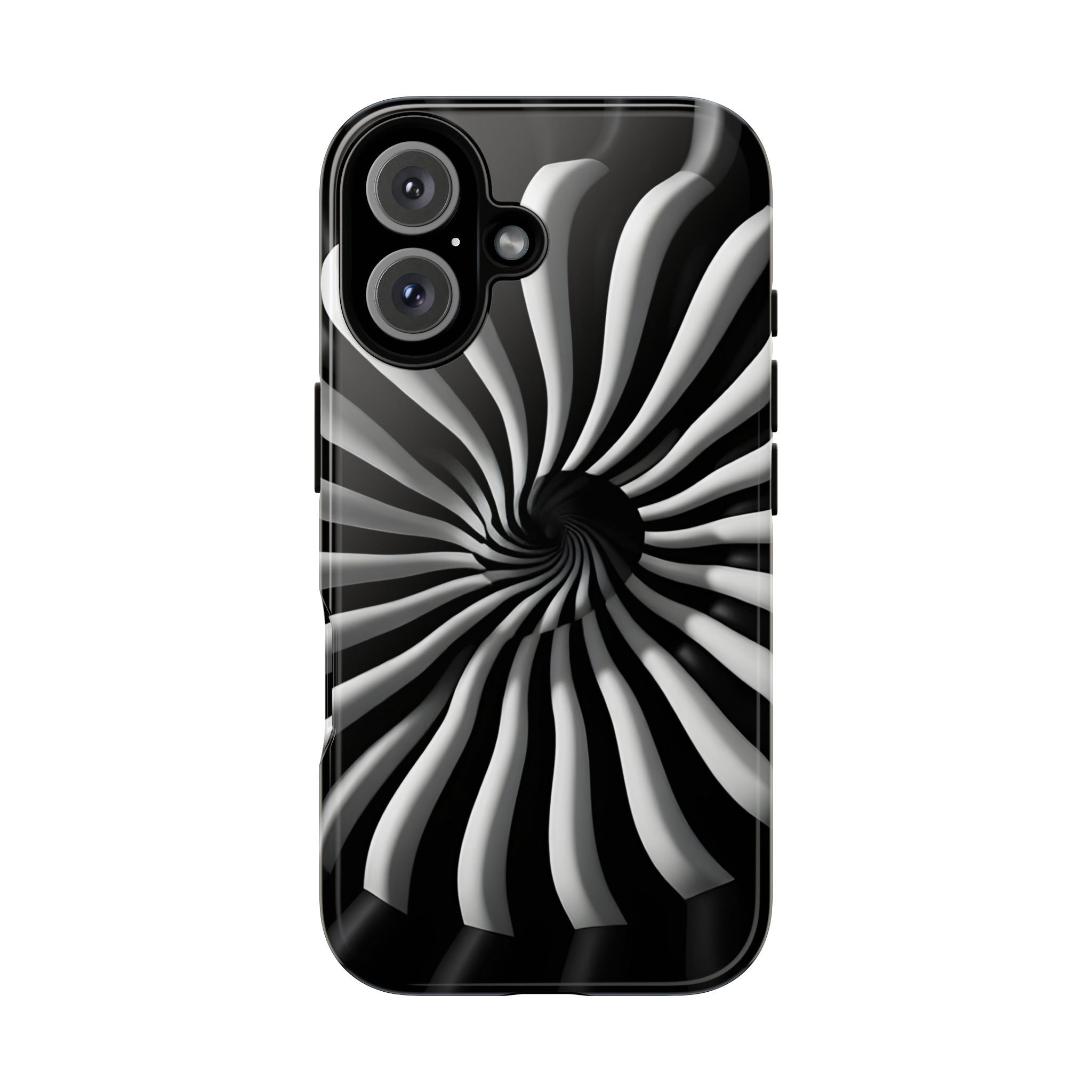 Hypnotic Black and White Spiral Phone Case – Optical Illusion Design for iPhone & Galaxy