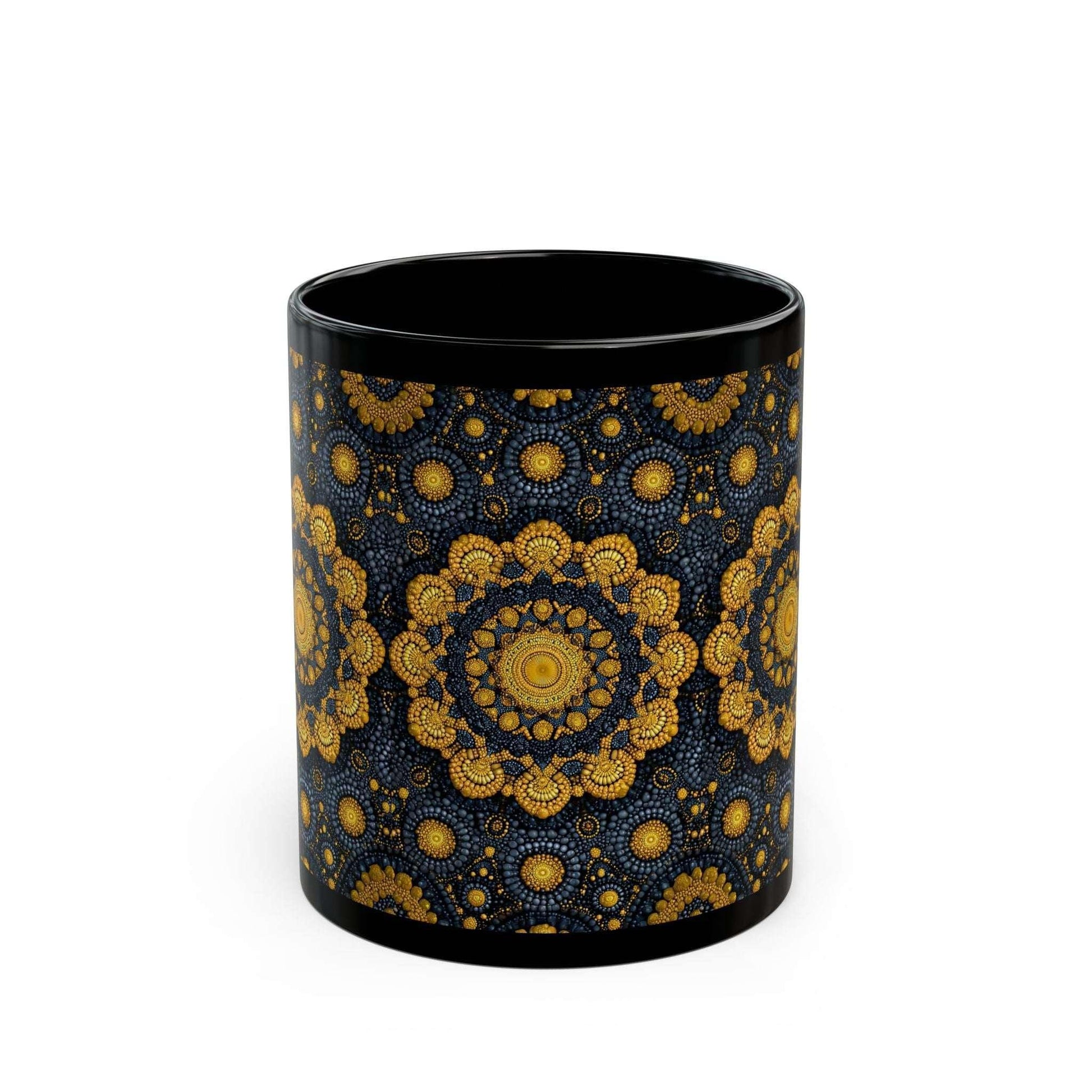 Golden Mandala Nightfall Mug - Black Mug (11oz, 15oz) - KARARMDESIGN