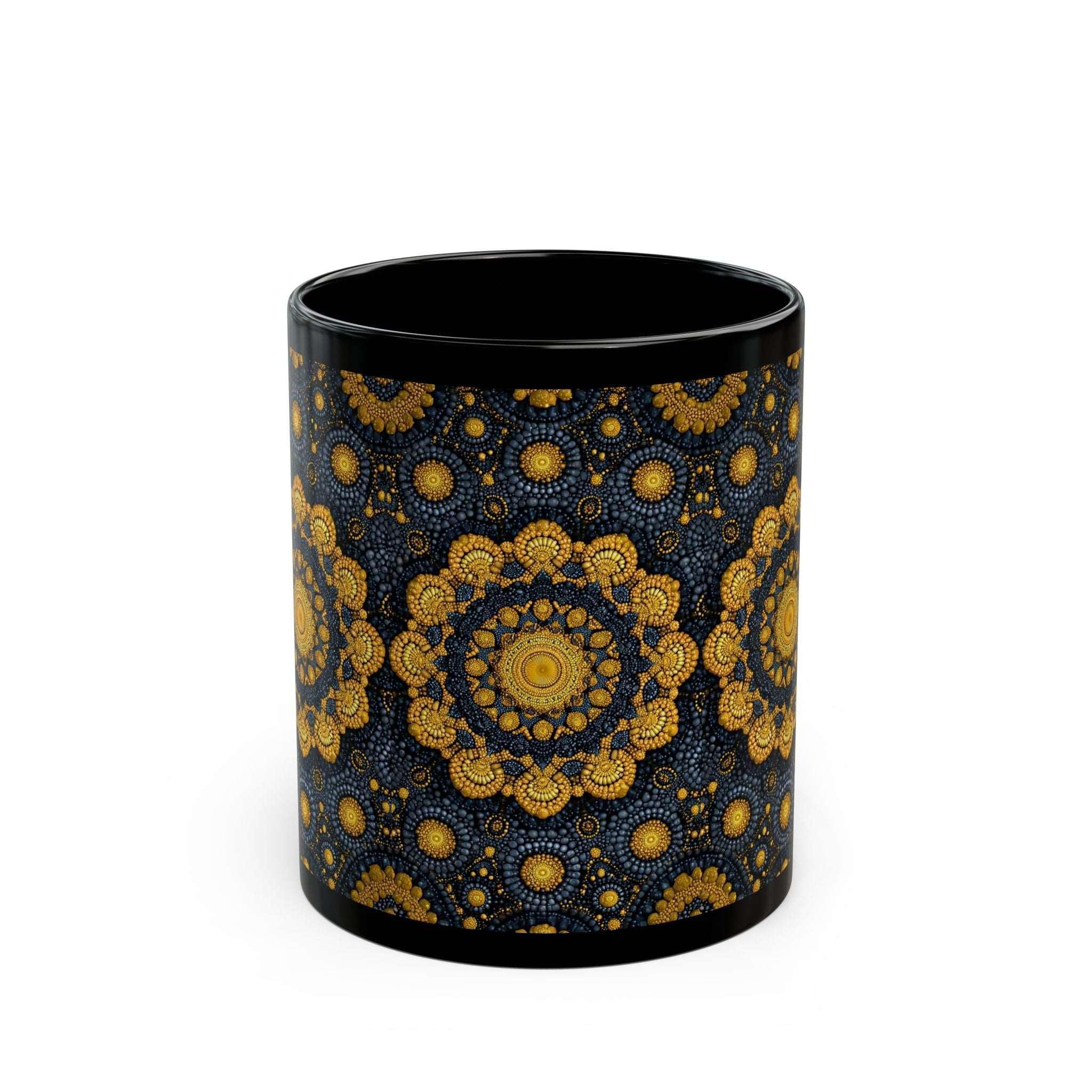 Golden Mandala Nightfall Mug - Black Mug (11oz, 15oz) - KARARMDESIGN