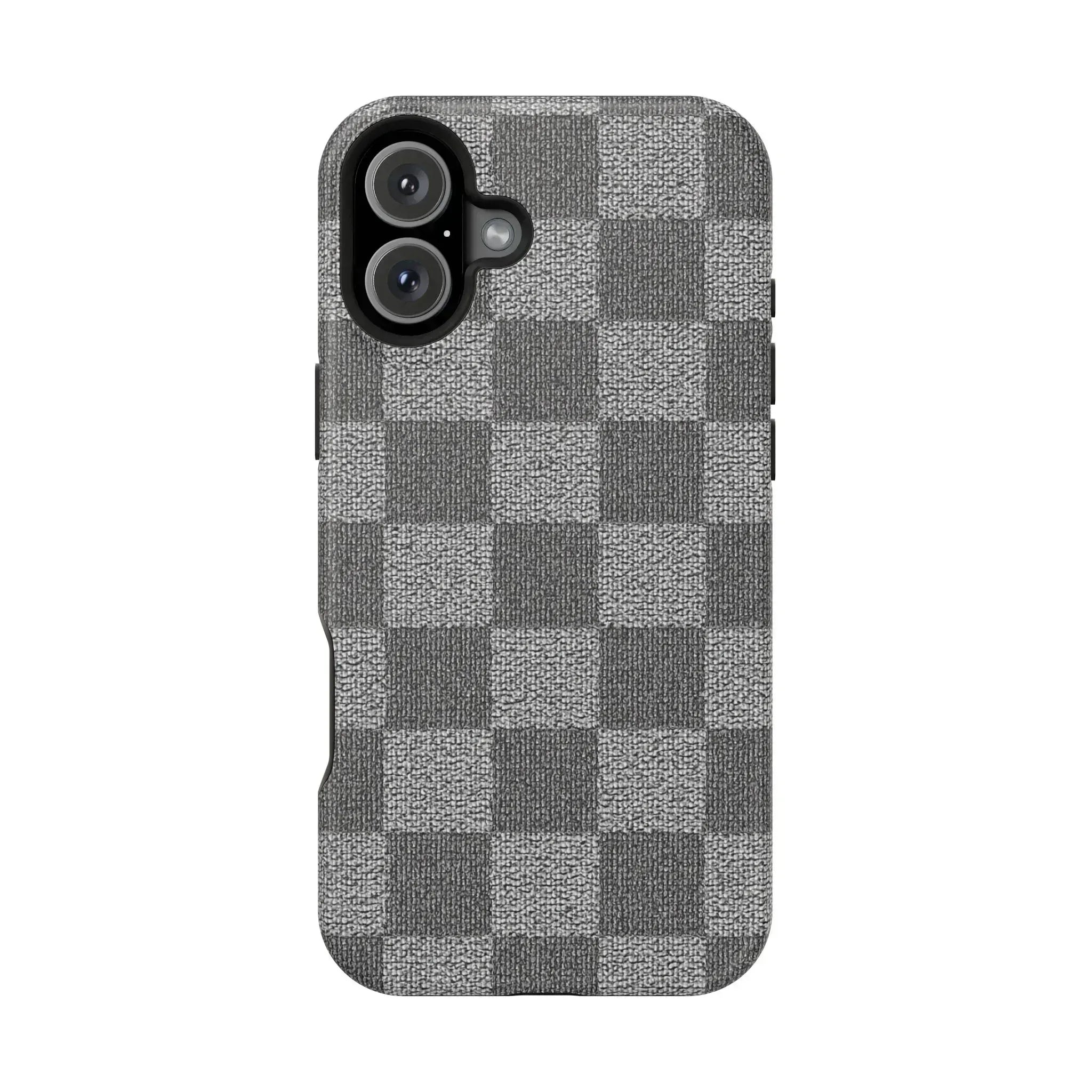 Gray Checkered Phone Case for iPhone 12-16 and Galaxy S21-S22 - KARARMDESIGN