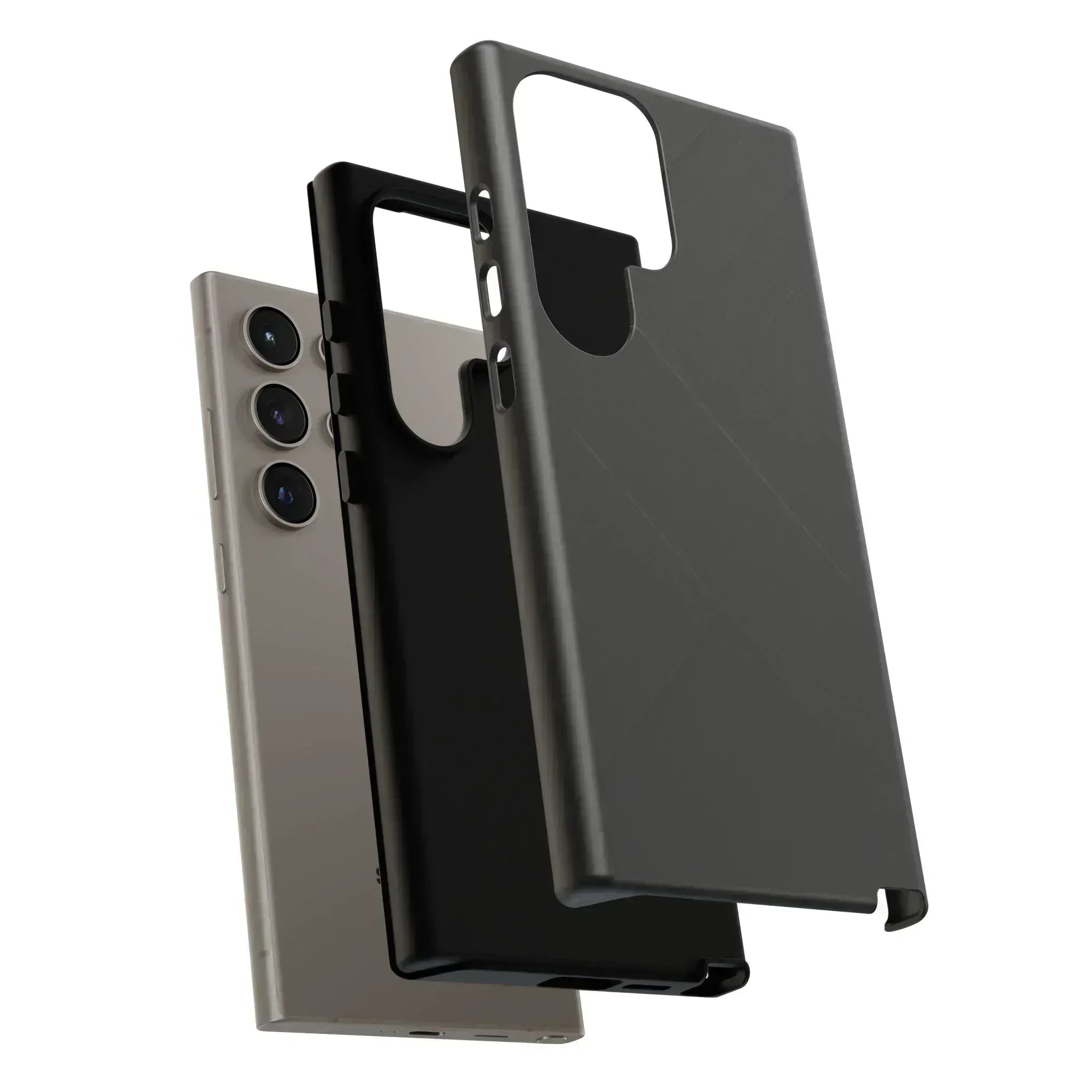 Matte Black Diagonal Line Phone Case for iPhone 8-16 and Galaxy S10-S25 - KARARMDESIGN