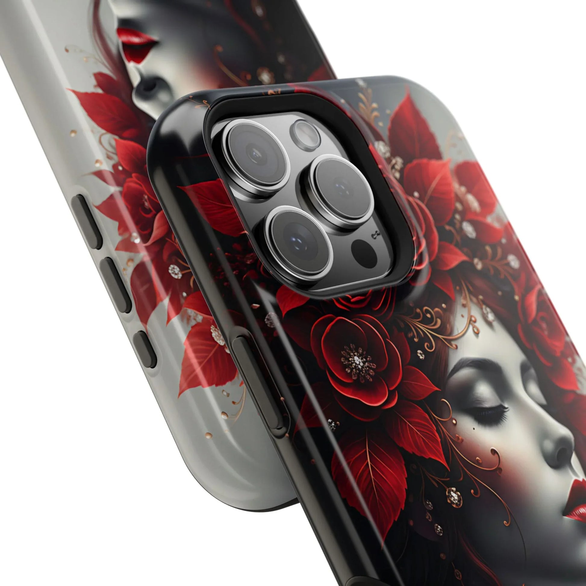 Scarlet Bloom Portrait Phone Case for iPhone 13-17 - KARARMDESIGN