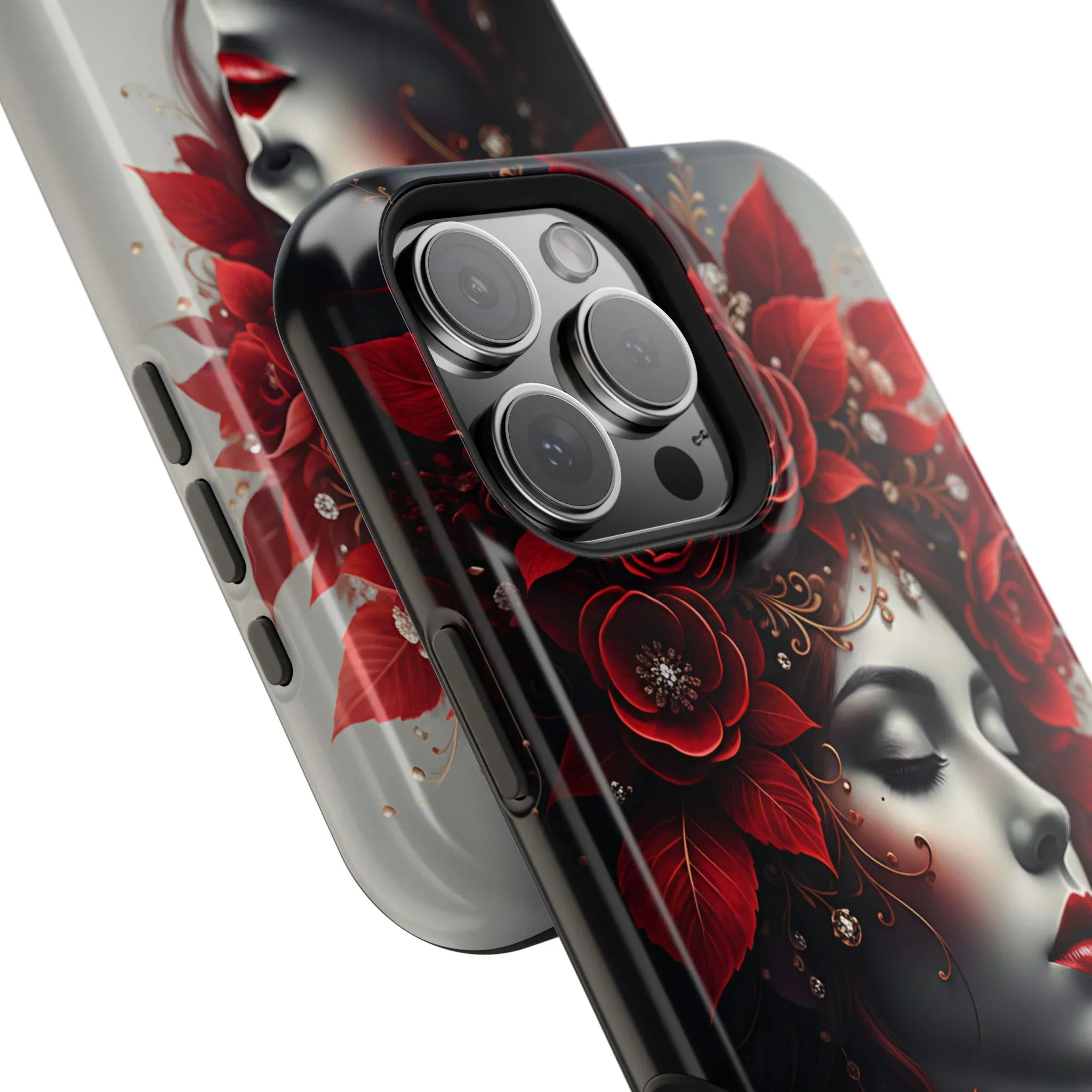 Scarlet Bloom Portrait Phone Case for iPhone 13-17 - KARARMDESIGN