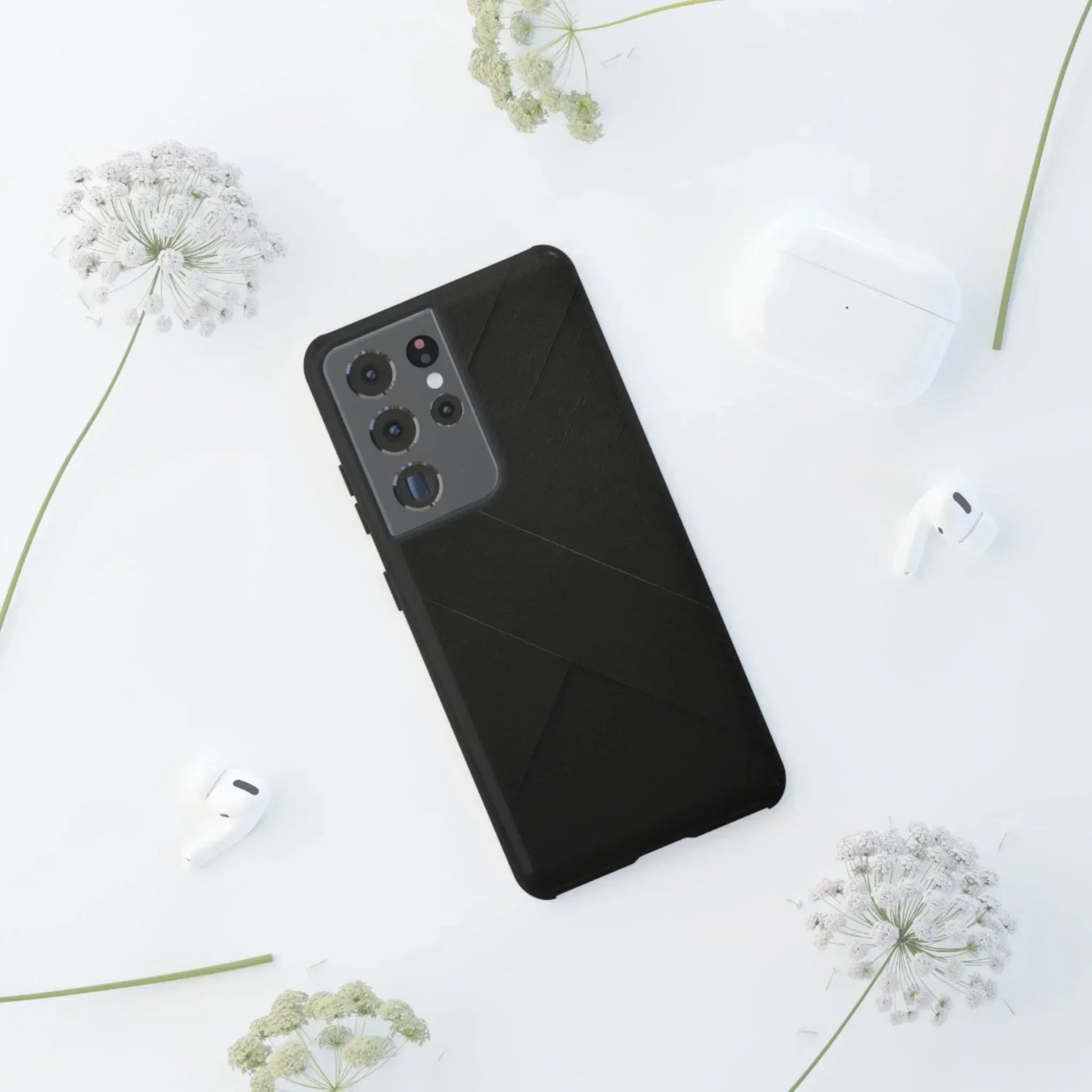 Matte Black Diagonal Line Phone Case for iPhone 8-16 and Galaxy S10-S25 Models - KarArmDesign