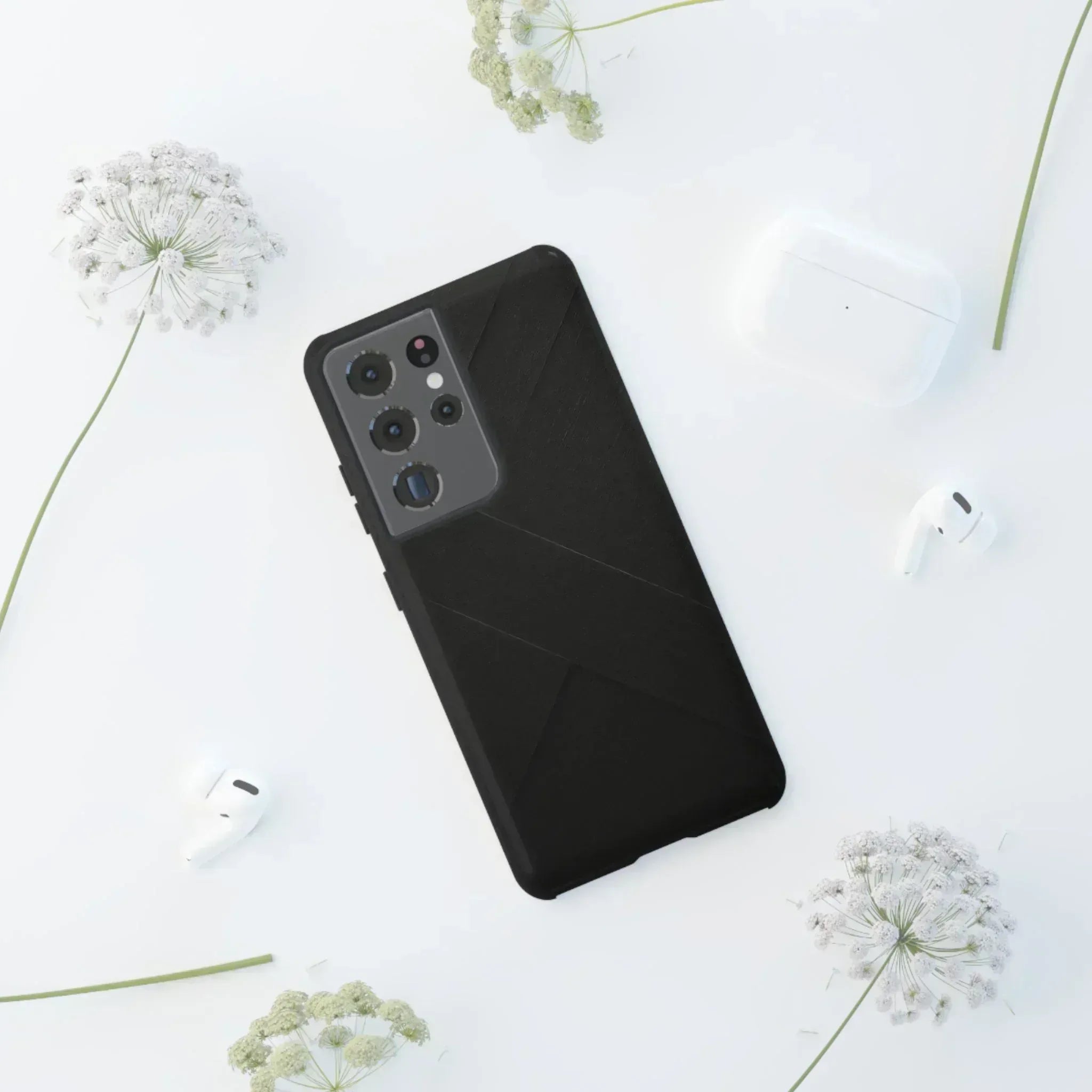 Matte Black Diagonal Line Phone Case for iPhone 8-16 and Galaxy S10-S25 - KARARMDESIGN
