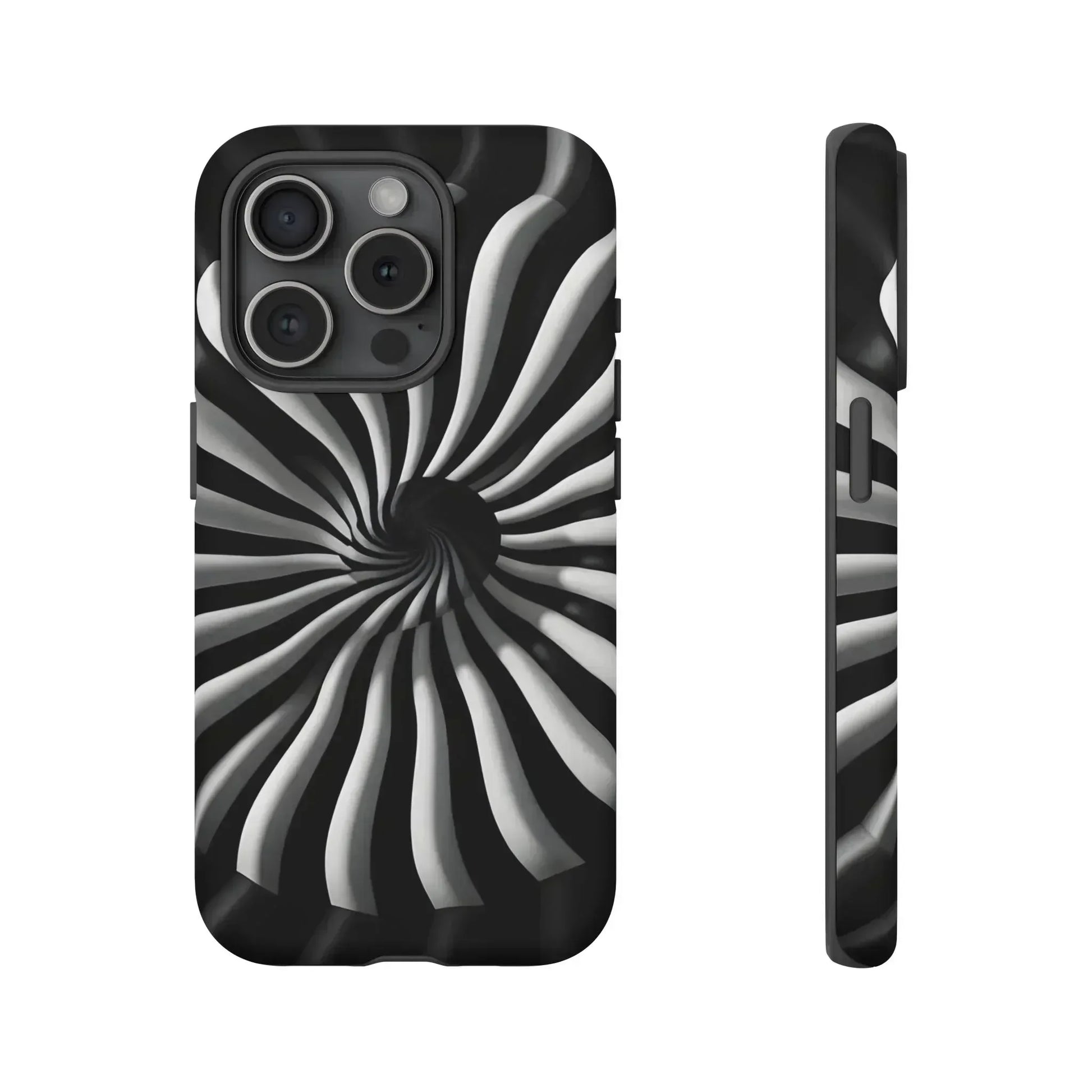 Hypnotic Black and White Spiral Phone Case for iPhone & Galaxy - KARARMDESIGN