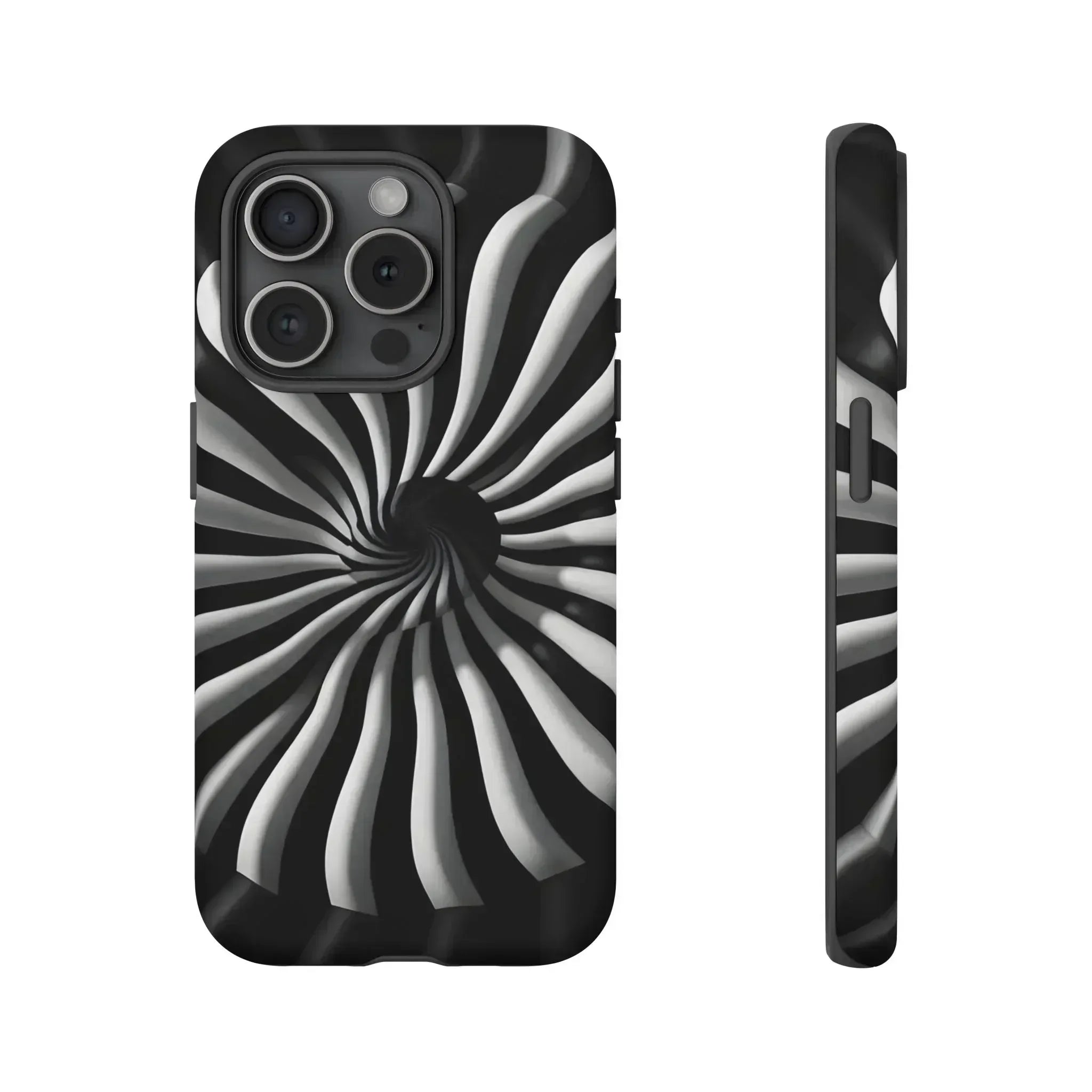 Hypnotic Black and White Spiral Phone Case for iPhone & Galaxy - KARARMDESIGN