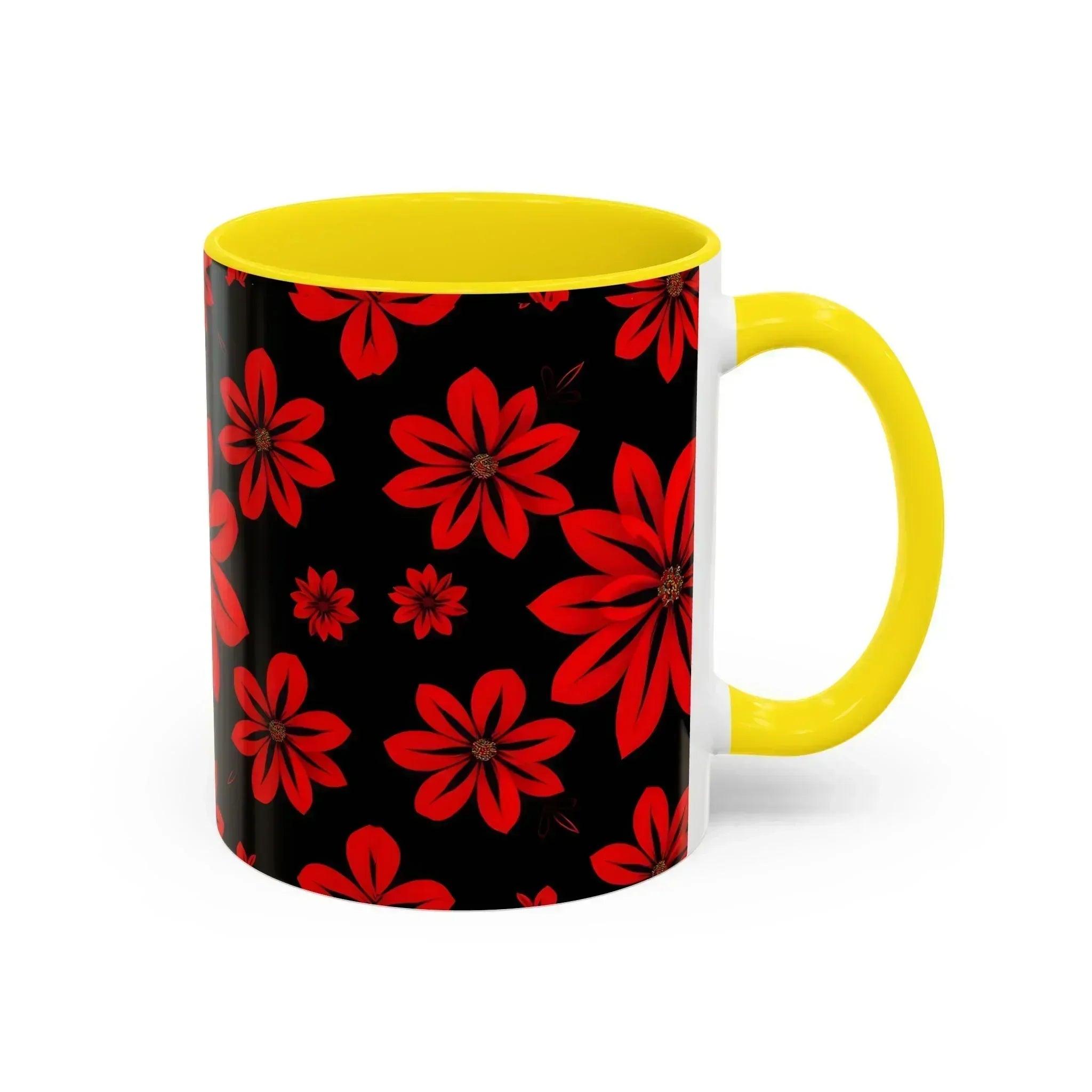 Accent Red Floral Coffee Mug – 11oz & 15oz - KARARMDESIGN