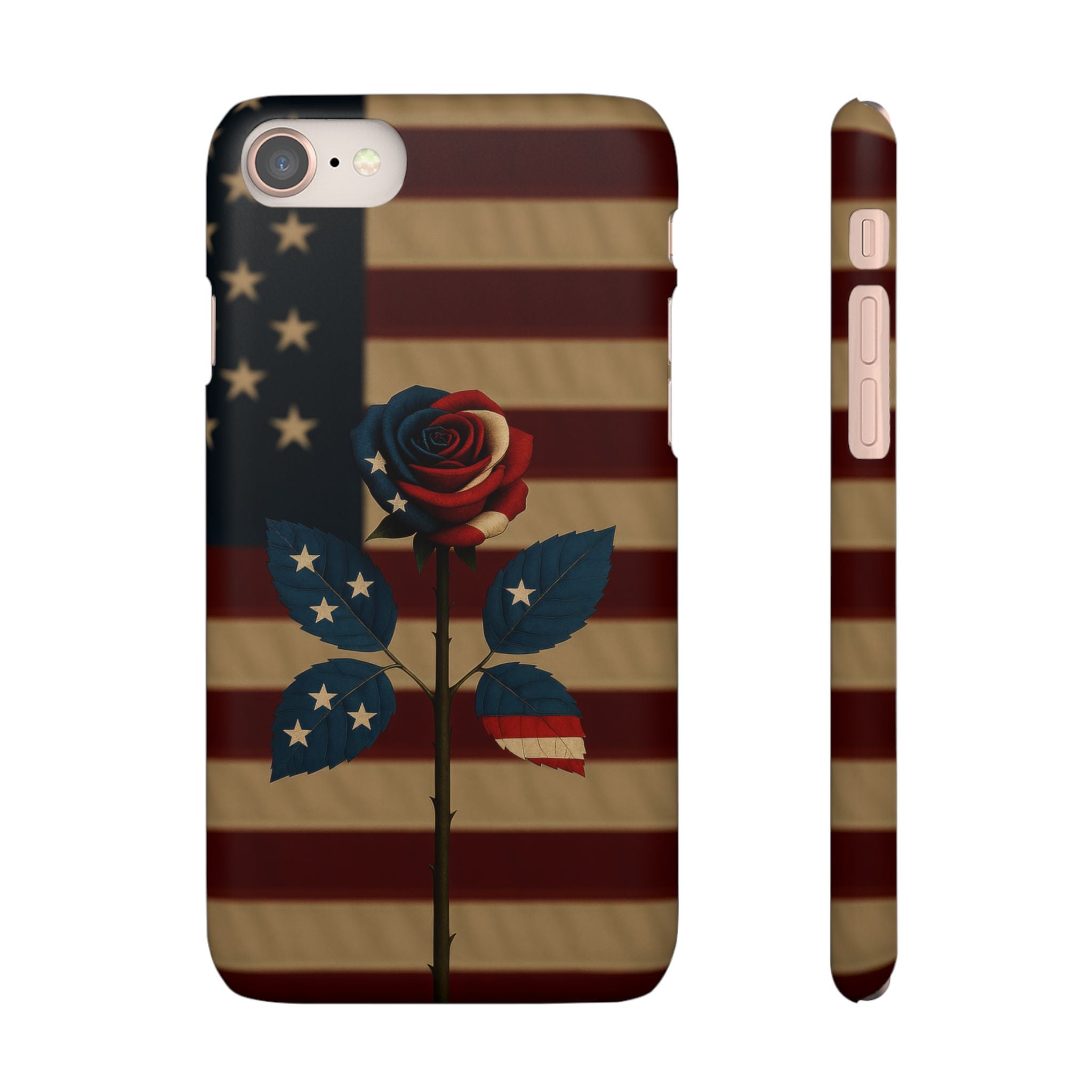 American Rose Flag Phone Case for iPhone 8-17 and Galaxy S20-S26