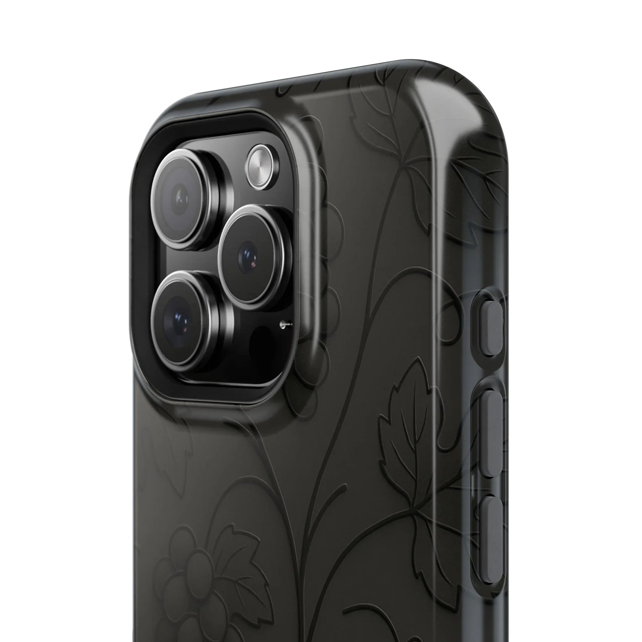 Elegant Embossed Grape Leaf Black Phone Case for iPhone and Galaxy - KARARMDESIGN