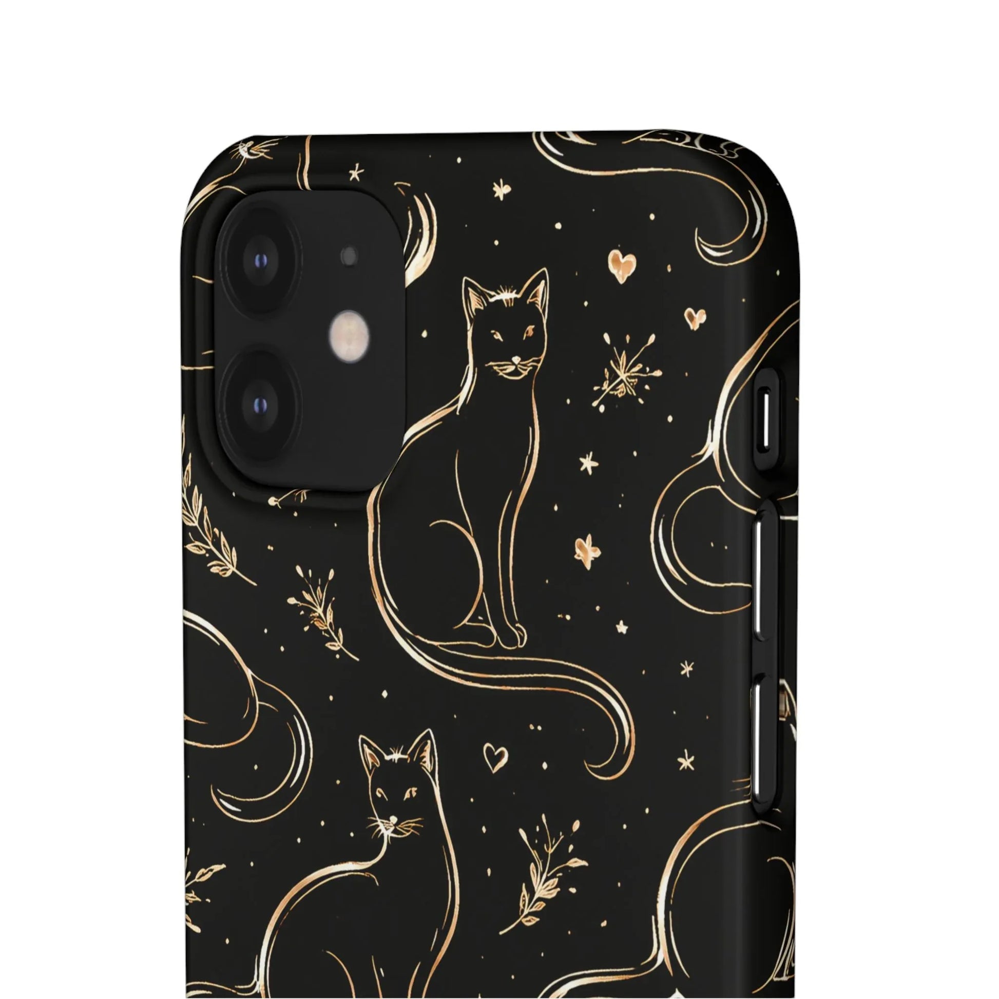 Golden Cat Pattern Phone Case for iPhone 11–17 & Galaxy S21–S25 - KARARMDESIGN