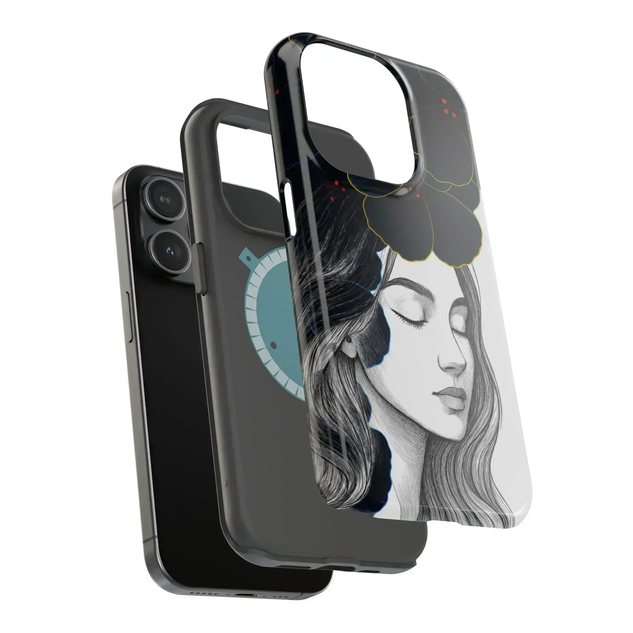 Dark Floral Elegance Phone Case for iPhone 13-16 - KARARMDESIGN