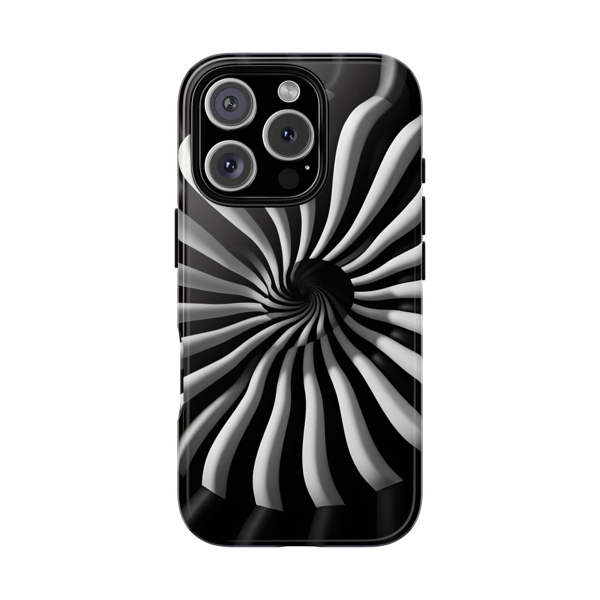 Hypnotic Black and White Spiral Phone Case – Optical Illusion Design for iPhone & Galaxy
