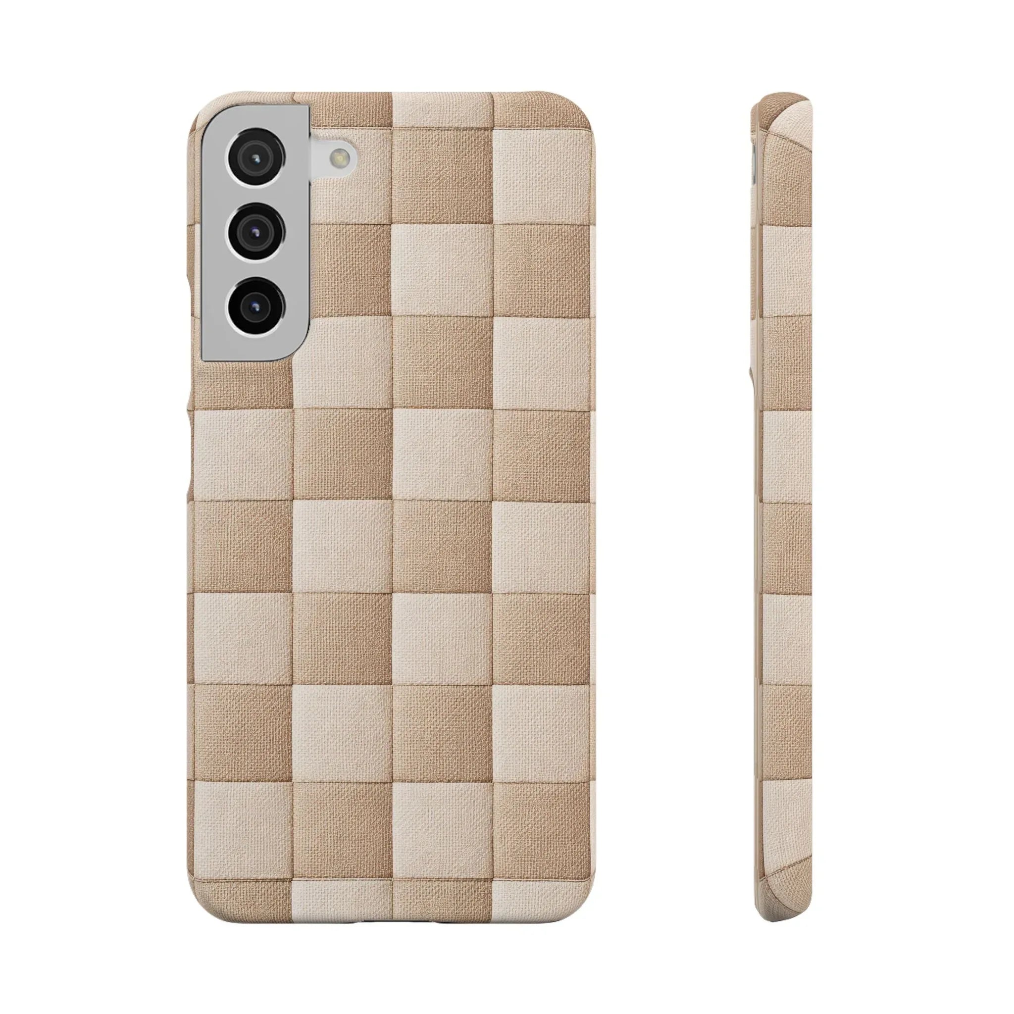 Beige Woven Phone Case for iPhone 11-17 and Galaxy S20-S25 - KARARMDESIGN