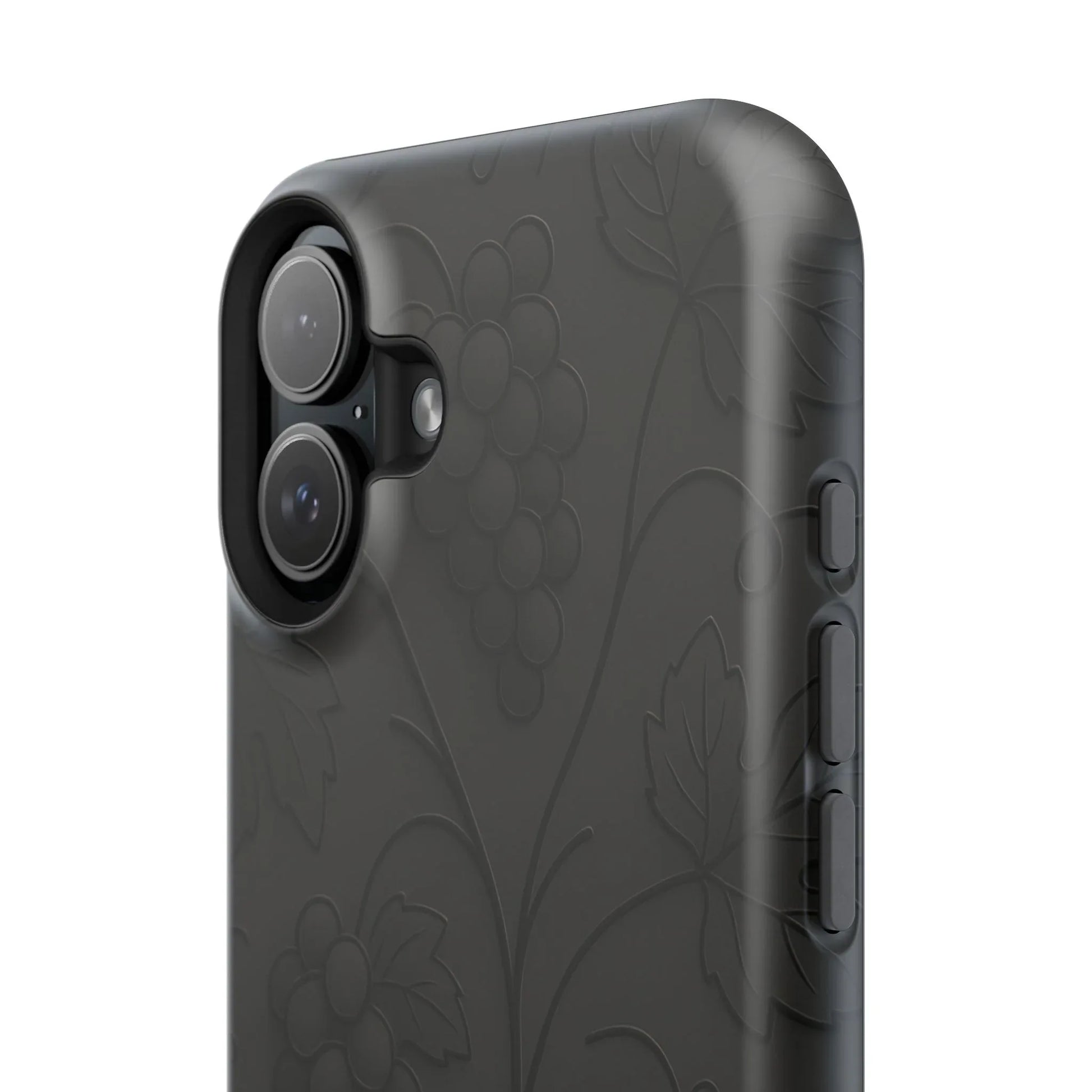 Elegant Embossed Grape Leaf Black Phone Case for iPhone and Galaxy - KARARMDESIGN