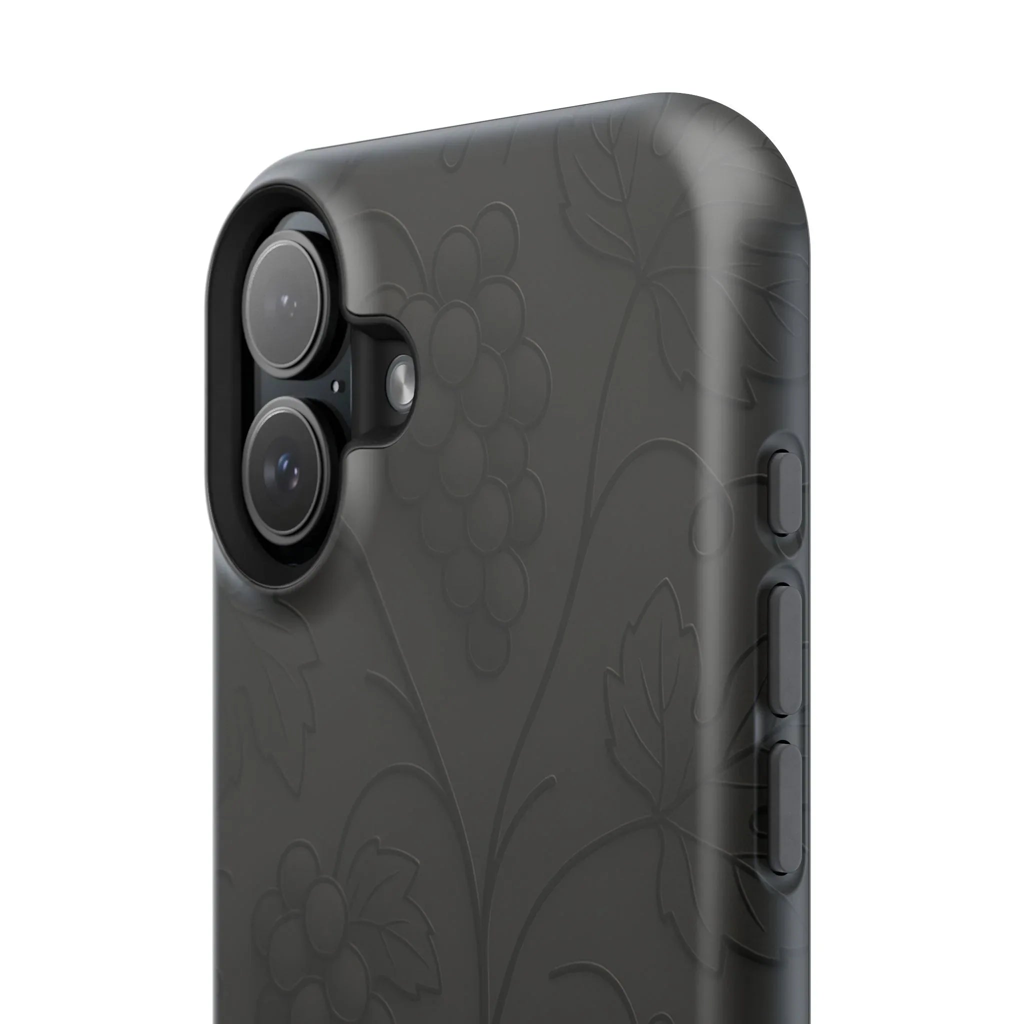 Elegant Embossed Grape Leaf Black Phone Case for iPhone and Galaxy - KARARMDESIGN