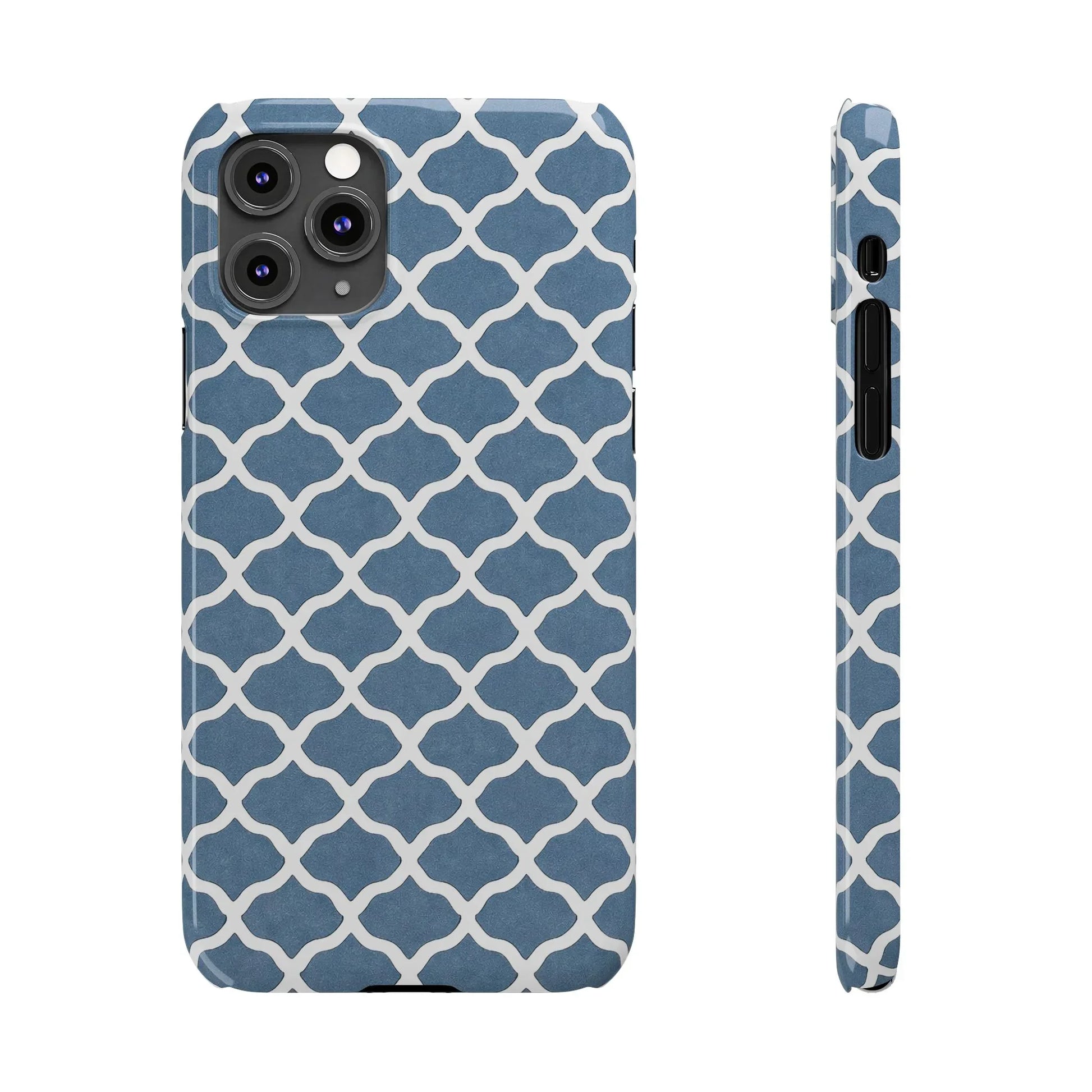 Azure Lattice Pattern Phone Case Slim Phone Cases for iPhone 11-17 - KARARMDESIGN
