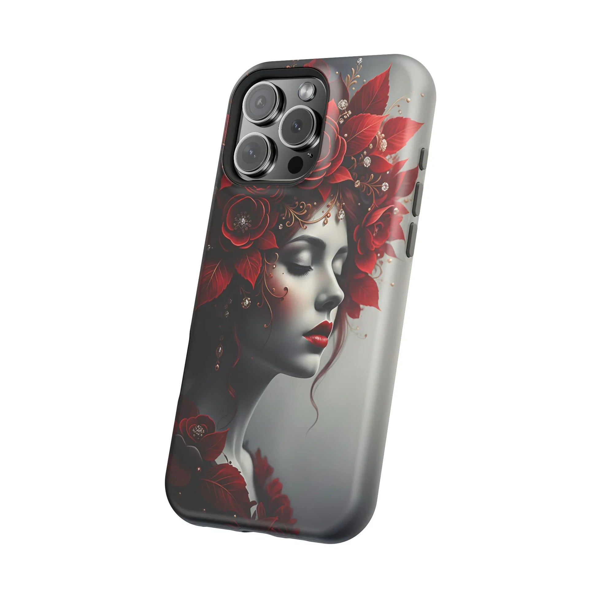 Scarlet Bloom Portrait Phone Case for iPhone 13-17 - KARARMDESIGN