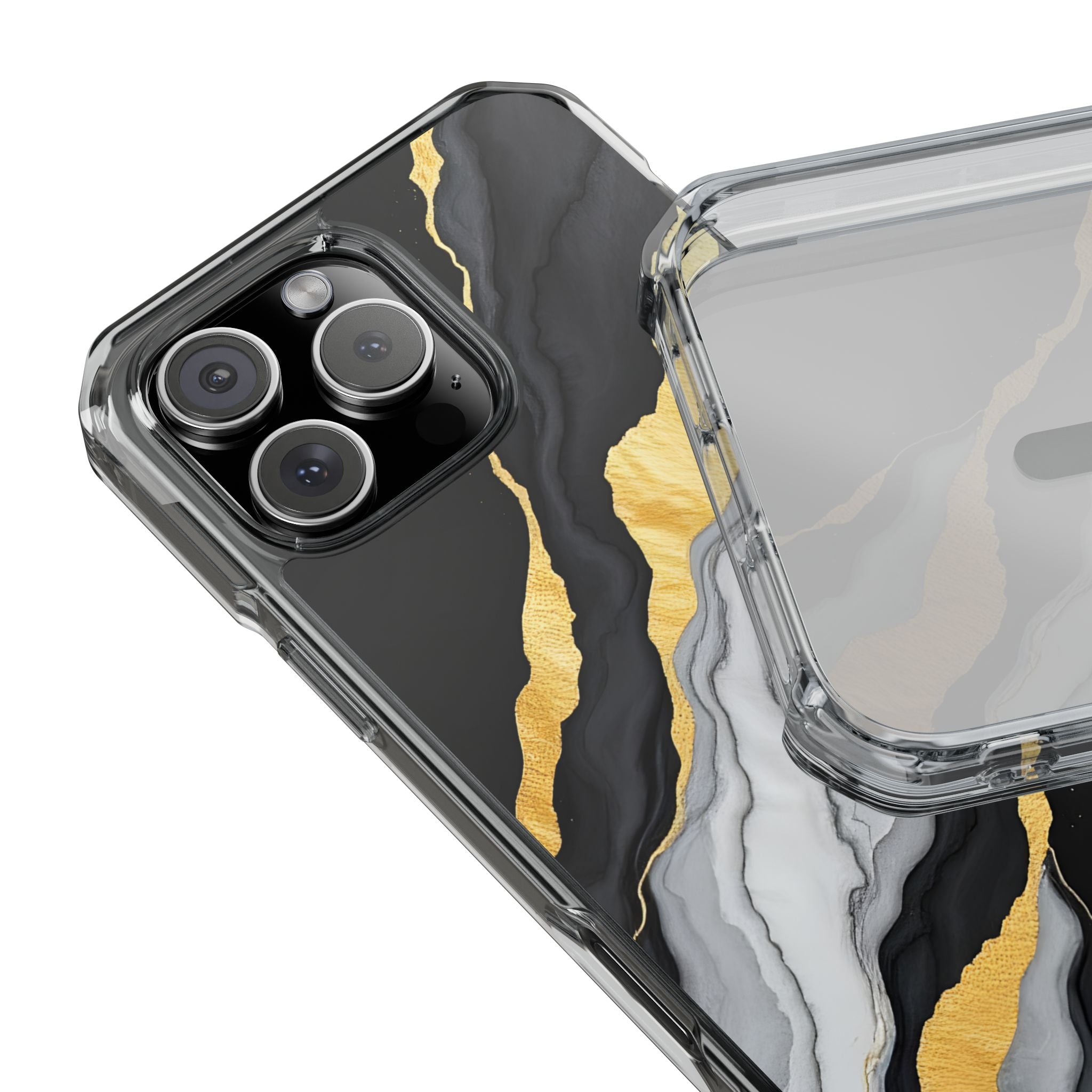 Luxury Black and Gold Marble Magnetic Phone Case for iPhone 14-17